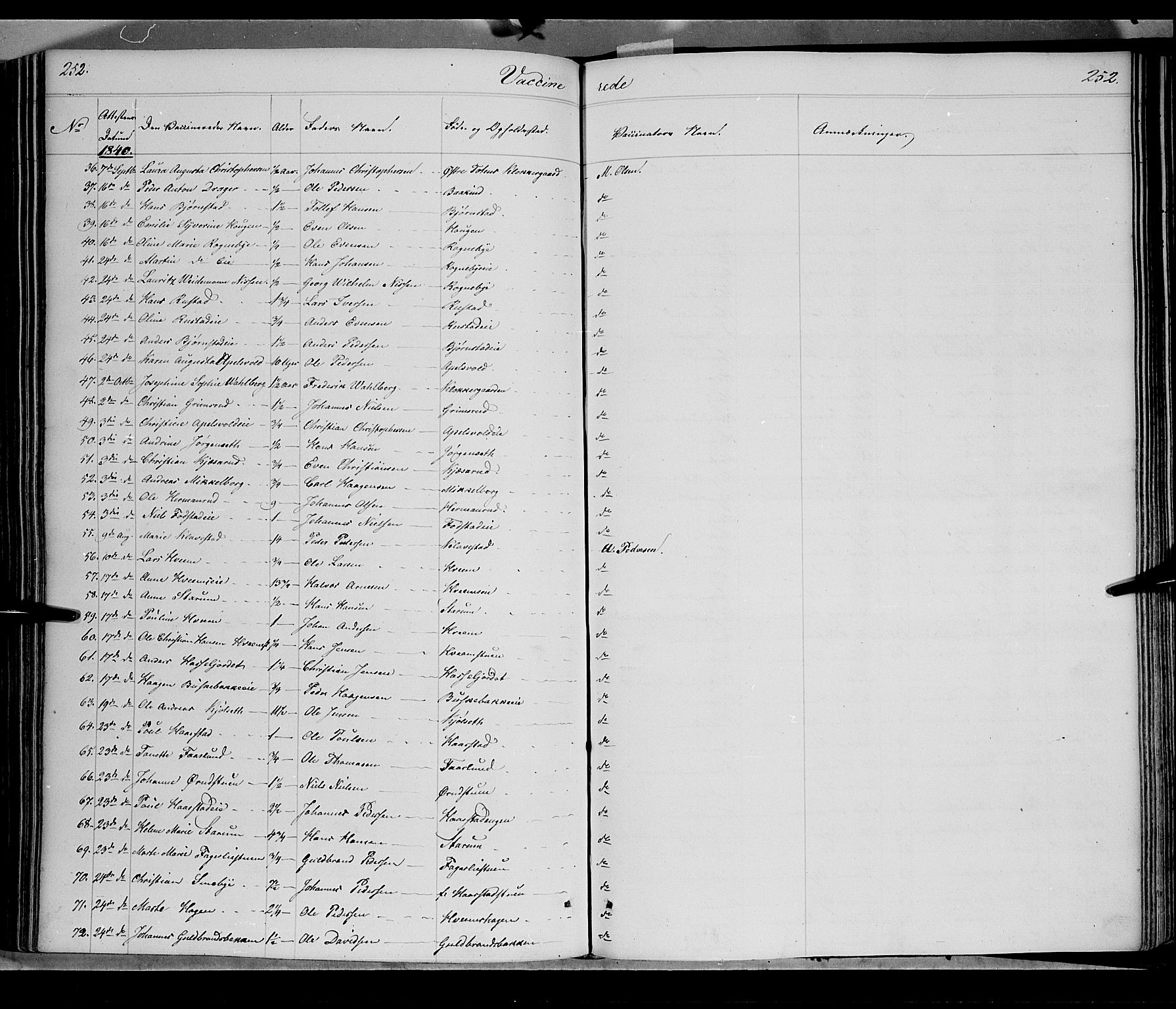 Østre Toten prestekontor, SAH/PREST-104/H/Ha/Haa/L0002: Parish register (official) no. 2, 1840-1847, p. 252