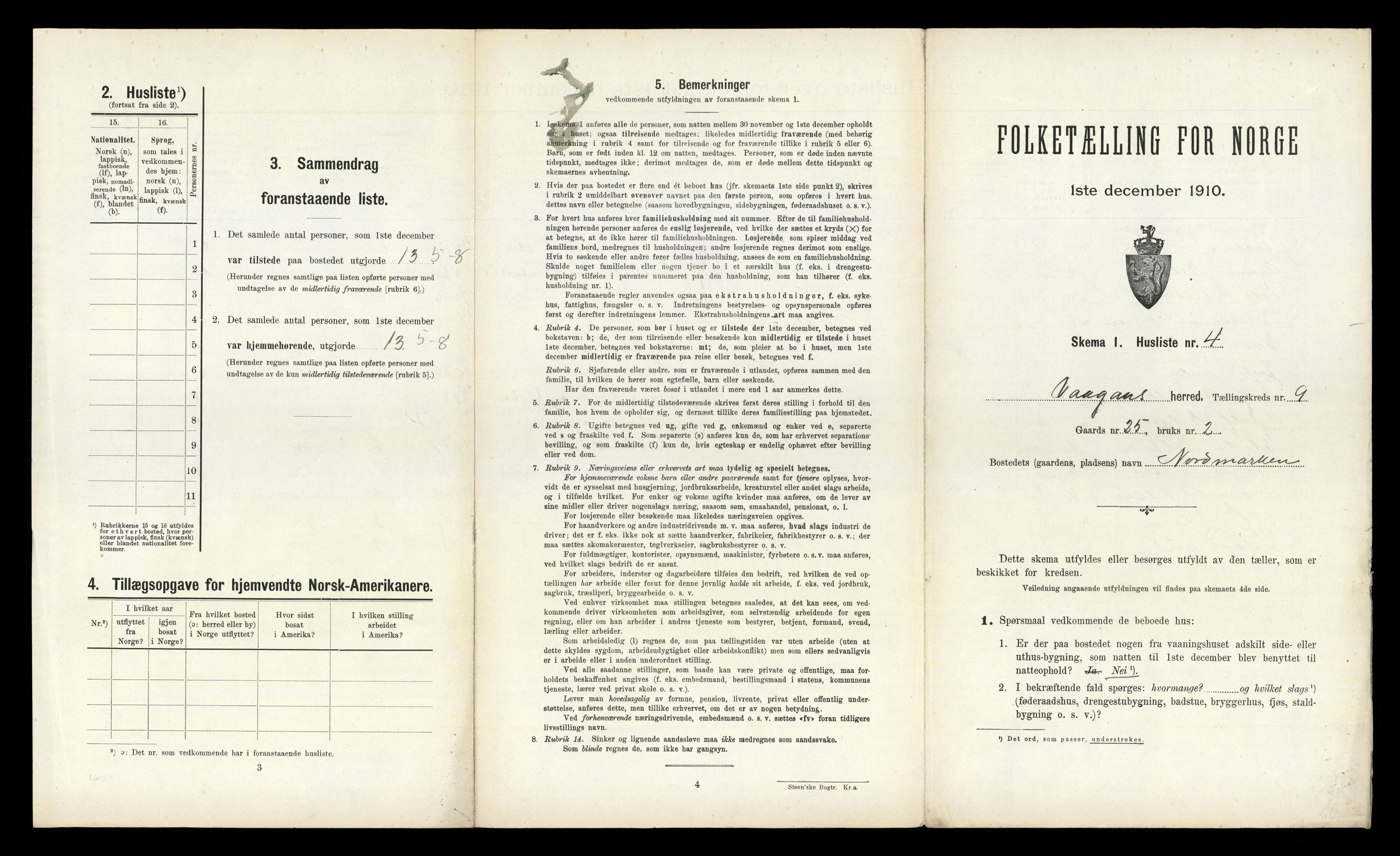 RA, 1910 census for Vågan, 1910, p. 1423