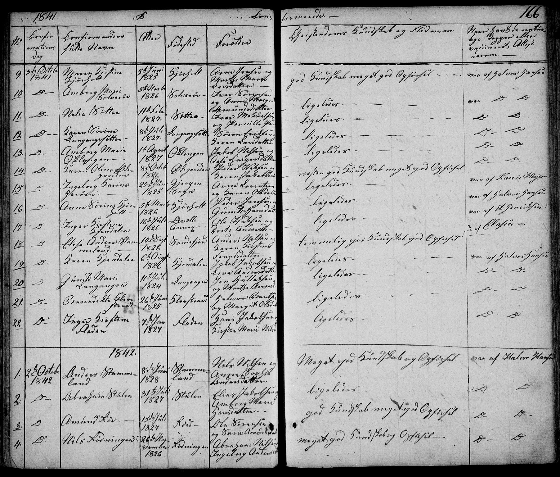 Eidanger kirkebøker, SAKO/A-261/F/Fa/L0008: Parish register (official) no. 8, 1831-1858, p. 166
