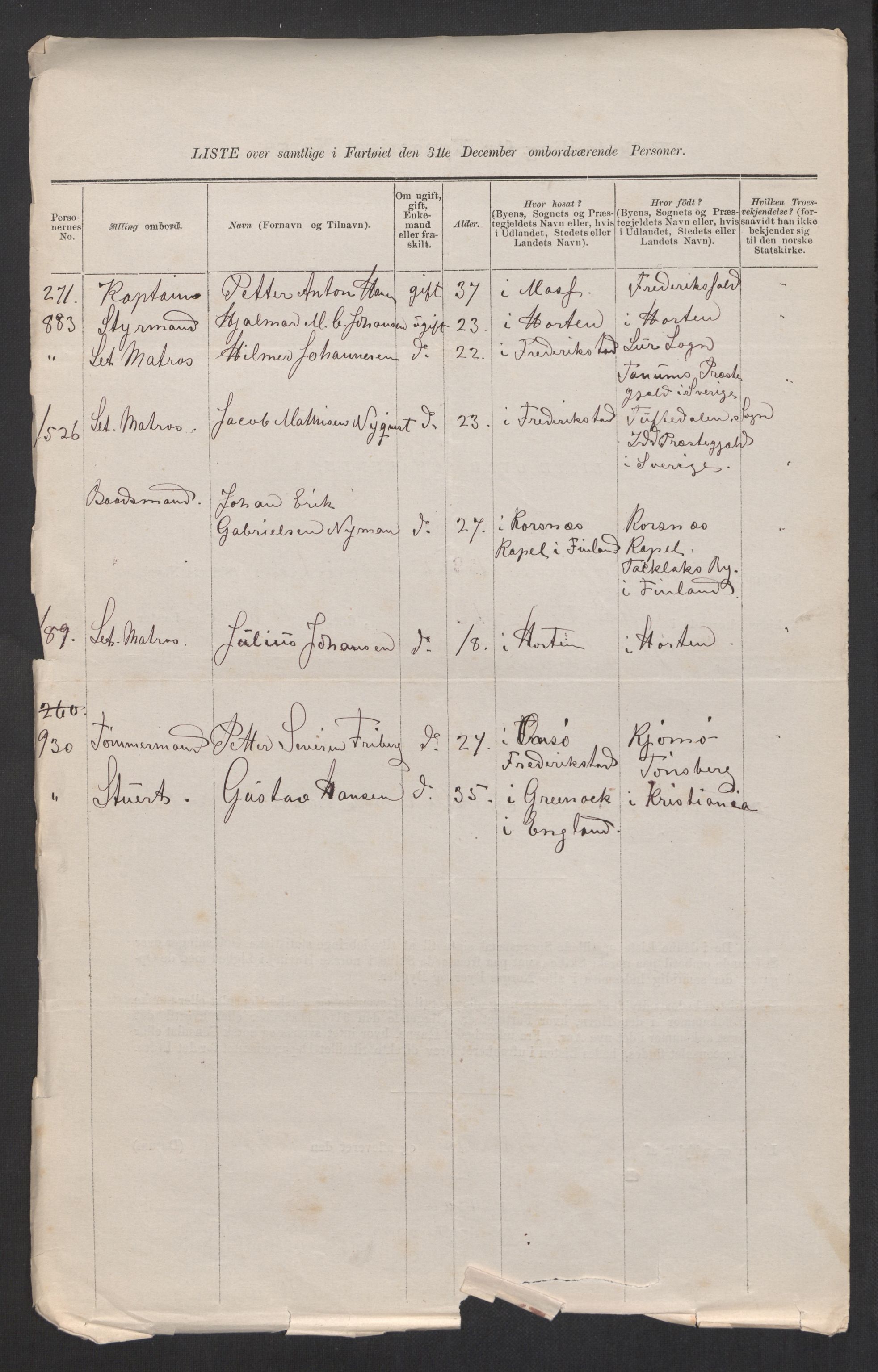 RA, 1875 census, lists of crew on ships: Ships in ports abroad, 1875, p. 341