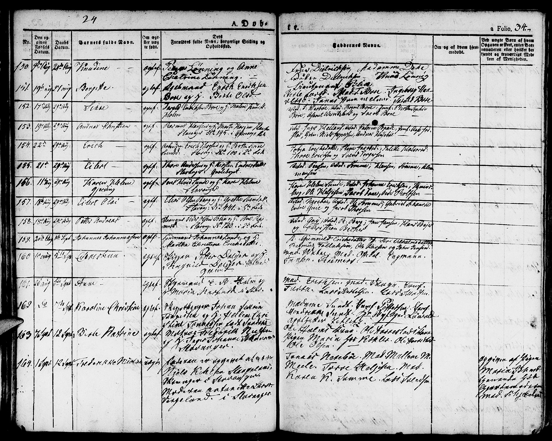 Domkirken sokneprestkontor, AV/SAST-A-101812/001/30/30BA/L0009: Parish register (official) no. A 9, 1821-1832, p. 34