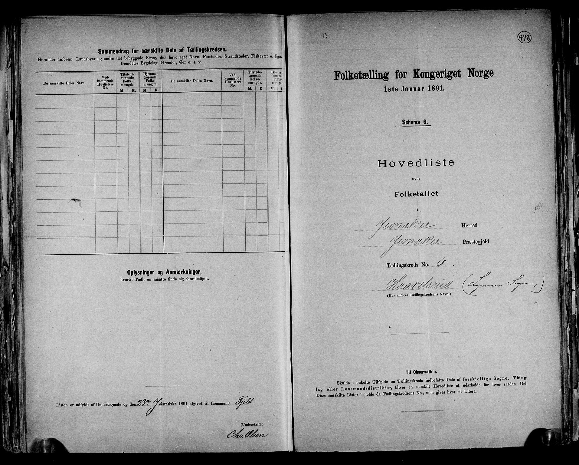 RA, 1891 census for 0532 Jevnaker, 1891, p. 18