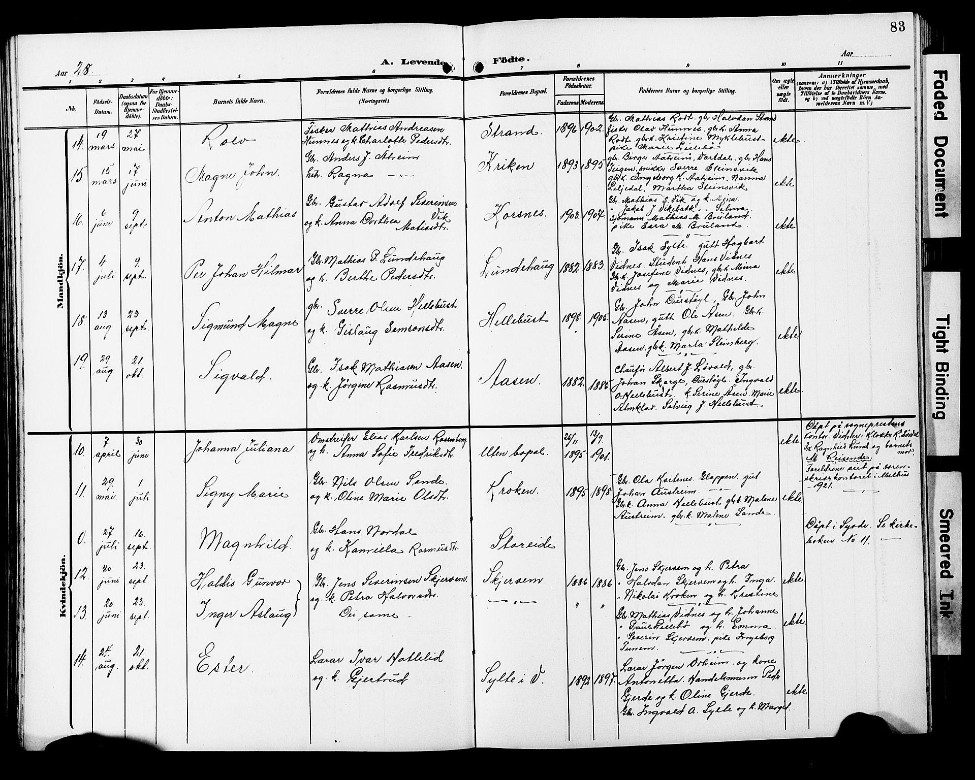 Ministerialprotokoller, klokkerbøker og fødselsregistre - Møre og Romsdal, AV/SAT-A-1454/501/L0018: Parish register (copy) no. 501C04, 1902-1930, p. 83