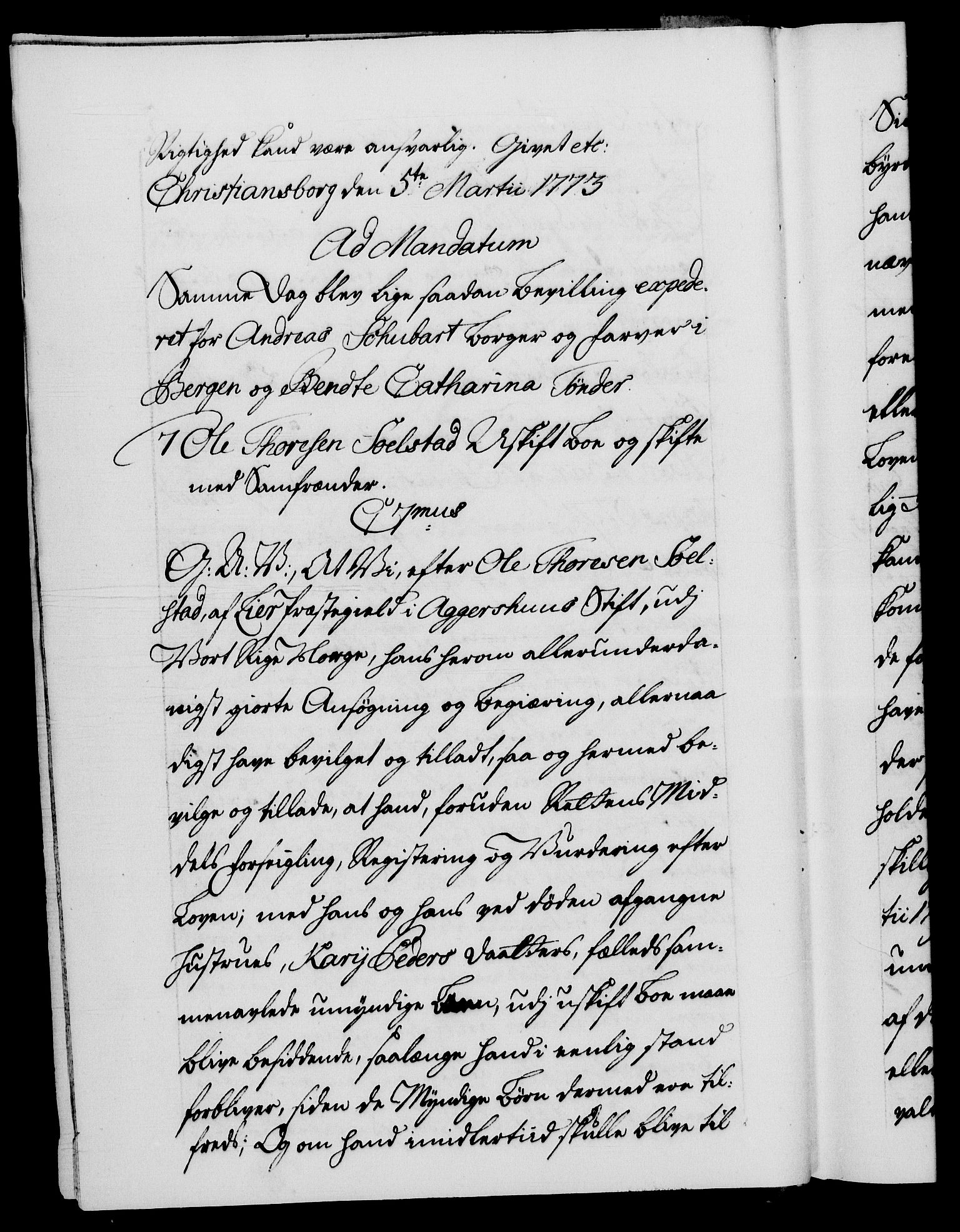 Danske Kanselli 1572-1799, AV/RA-EA-3023/F/Fc/Fca/Fcaa/L0046: Norske registre, 1773-1775, p. 5b