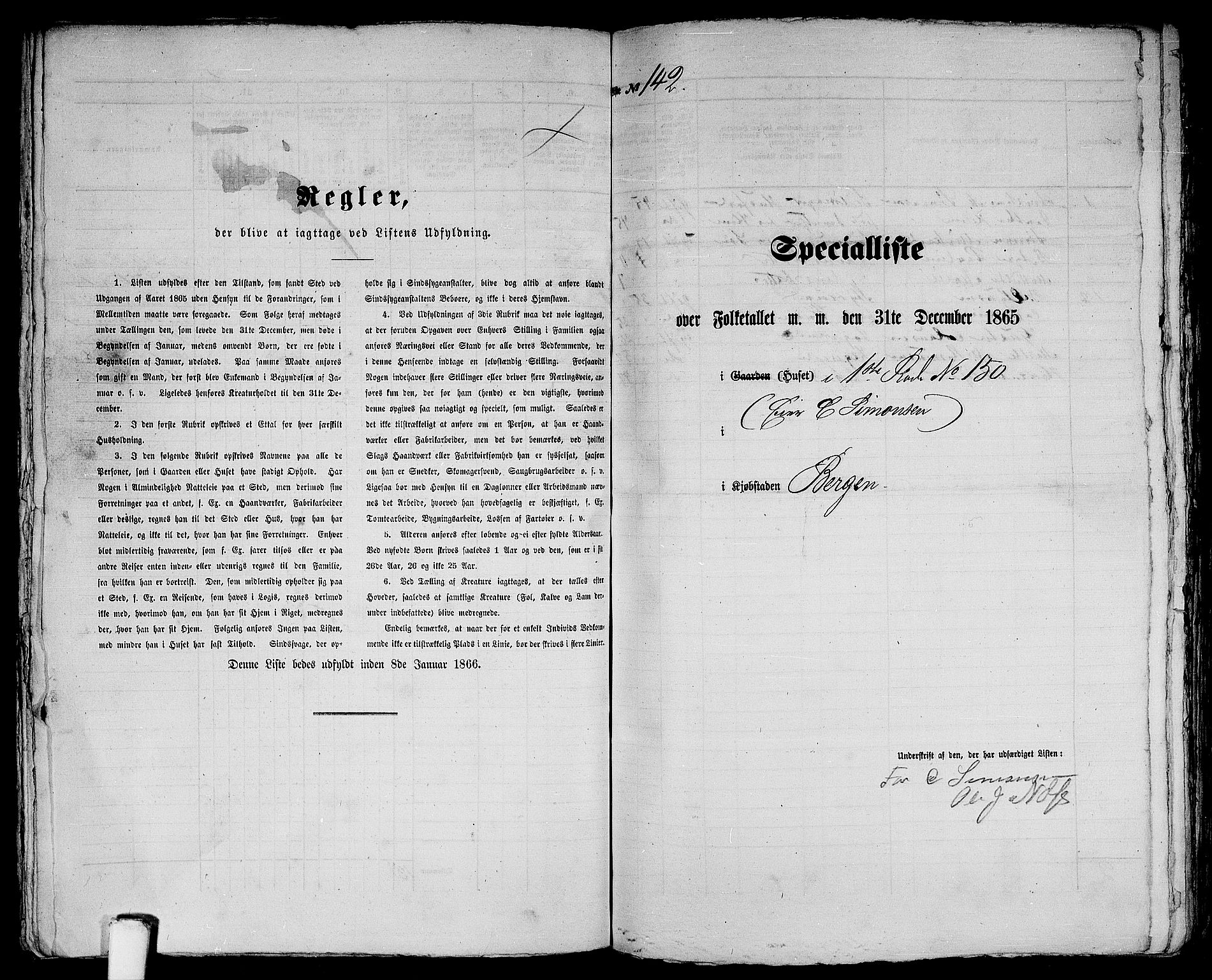 RA, 1865 census for Bergen, 1865, p. 325