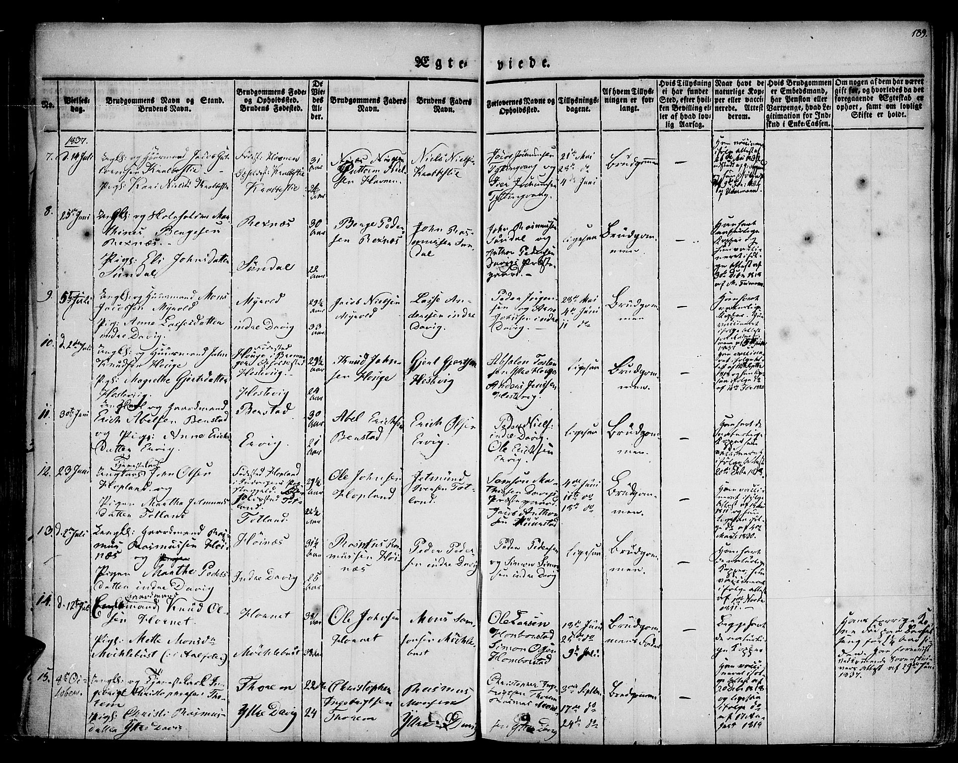 Davik sokneprestembete, AV/SAB-A-79701/H/Haa/Haaa/L0004: Parish register (official) no. A 4, 1830-1849, p. 189