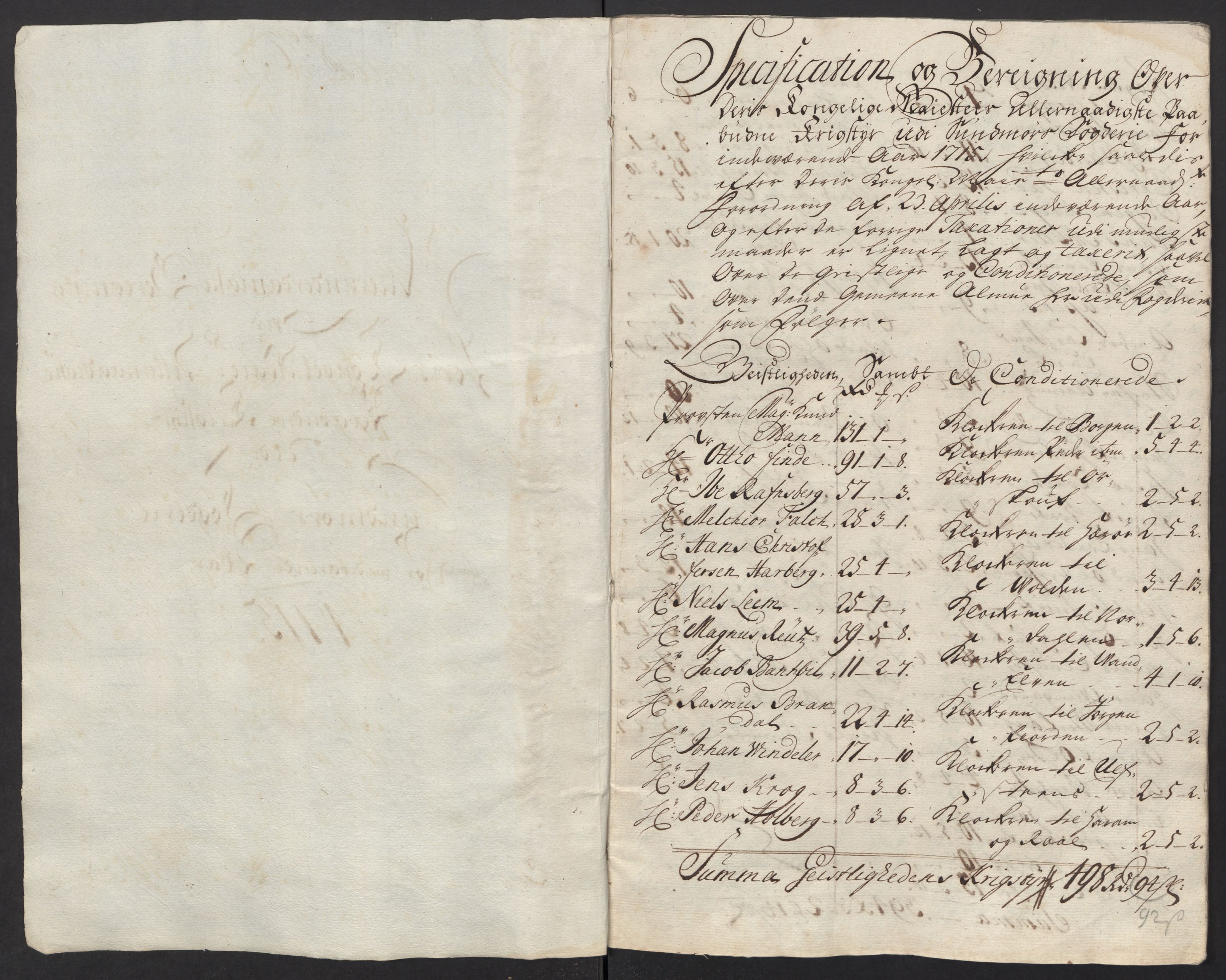 Rentekammeret inntil 1814, Reviderte regnskaper, Fogderegnskap, RA/EA-4092/R54/L3567: Fogderegnskap Sunnmøre, 1715, p. 112