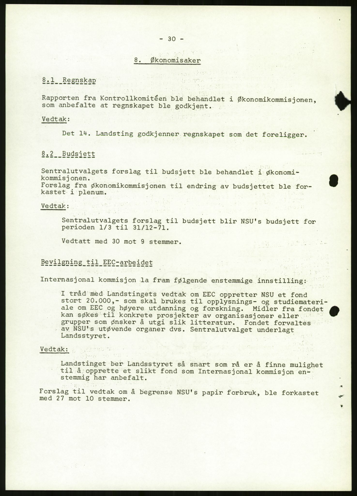 Norsk Studentunion, AV/RA-PA-0794/Fg/L0067: Landstinget, 1968-1979