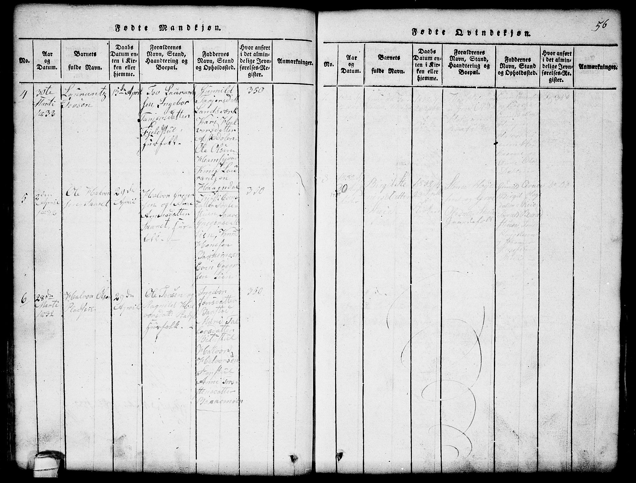 Seljord kirkebøker, SAKO/A-20/G/Gb/L0002: Parish register (copy) no. II 2, 1815-1854, p. 56