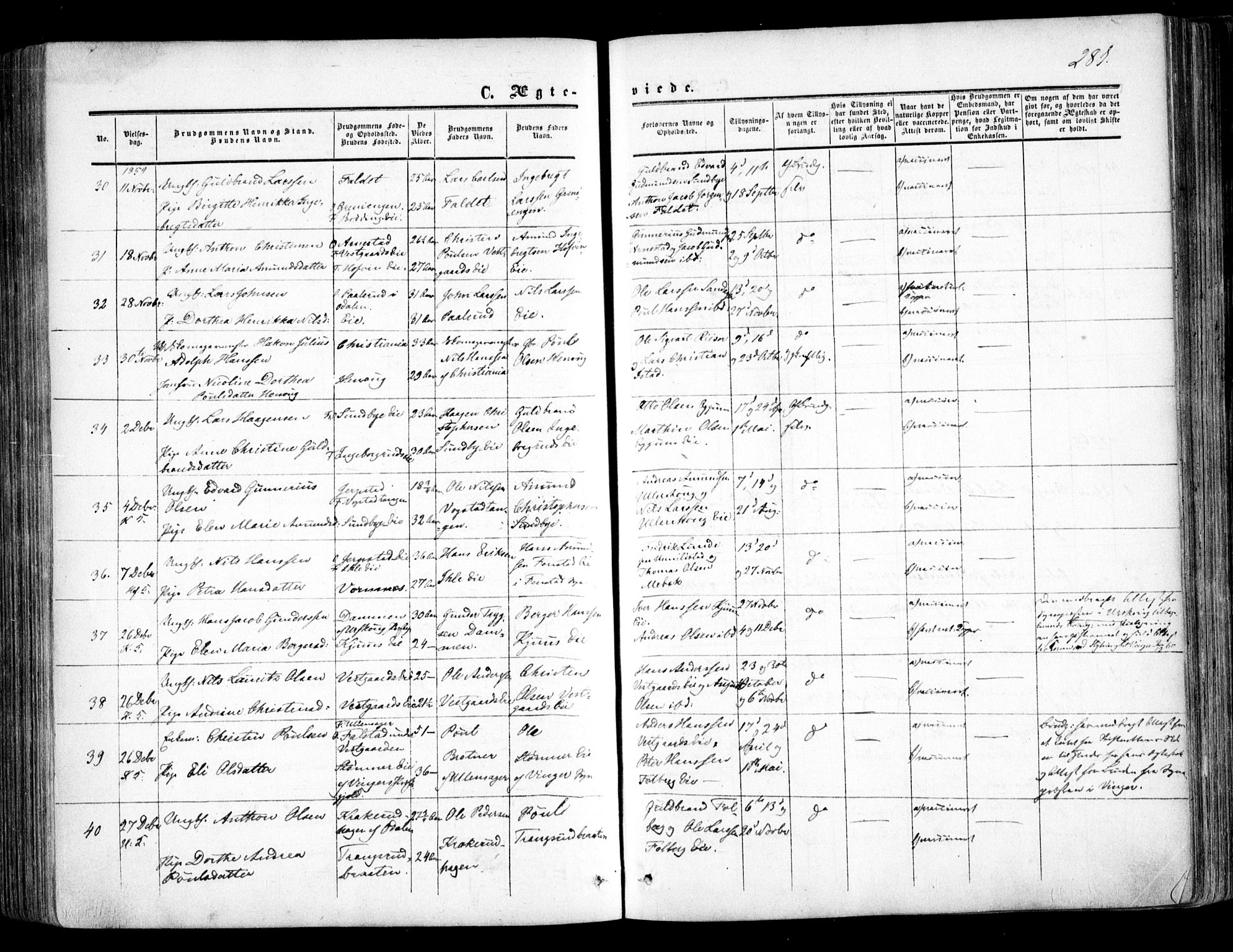 Nes prestekontor Kirkebøker, AV/SAO-A-10410/F/Fa/L0008: Parish register (official) no. I 8, 1859-1874, p. 281