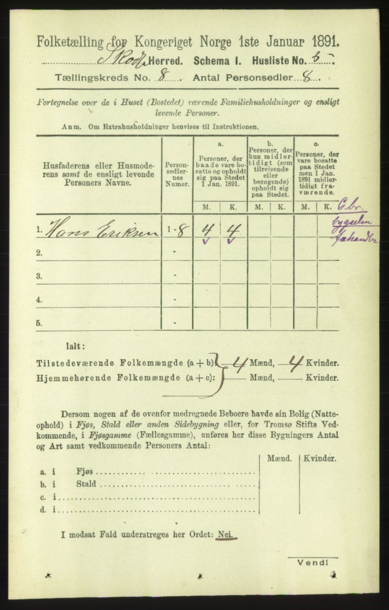 RA, 1891 census for 1529 Skodje, 1891, p. 1668