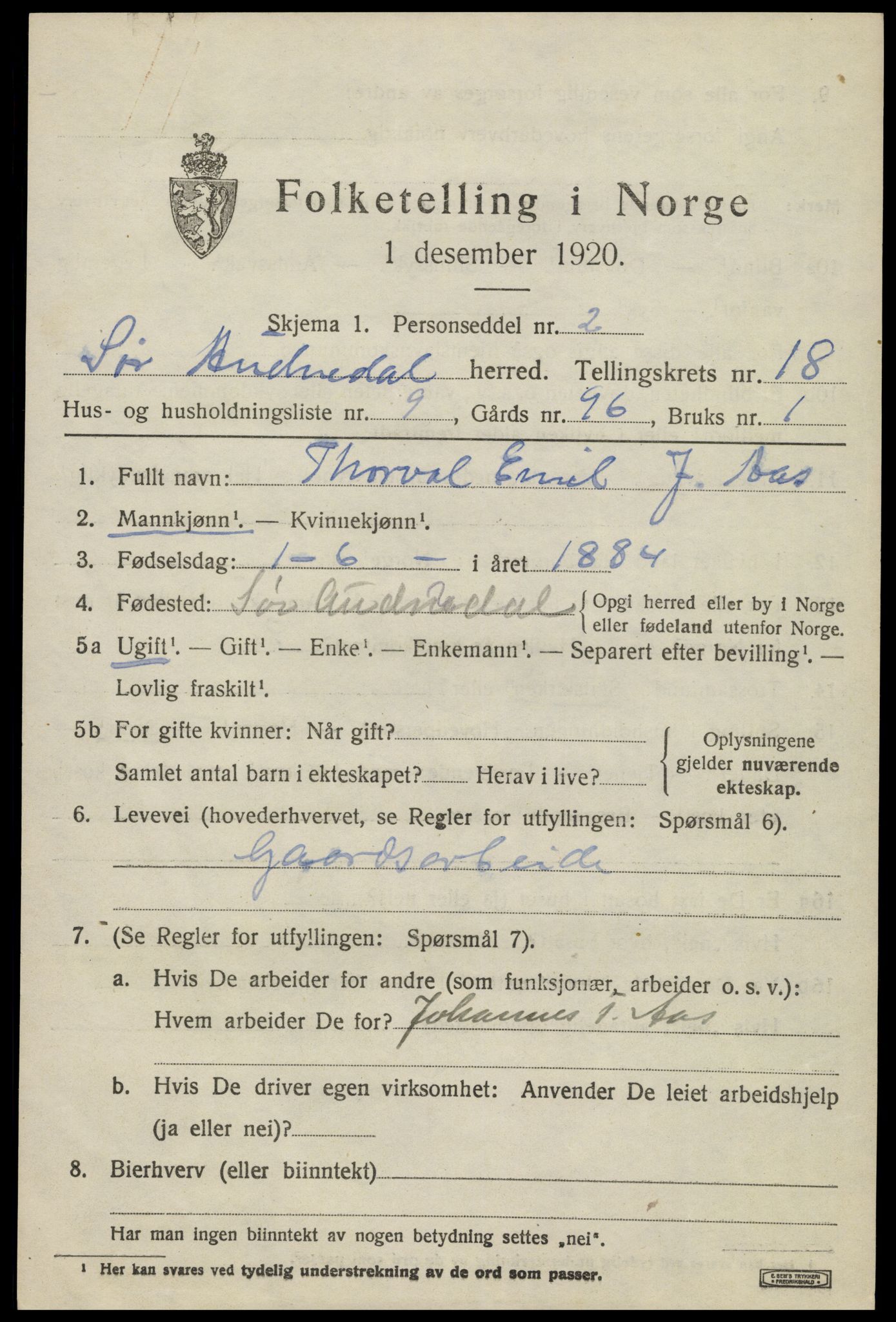 SAK, 1920 census for Sør-Audnedal, 1920, p. 6571