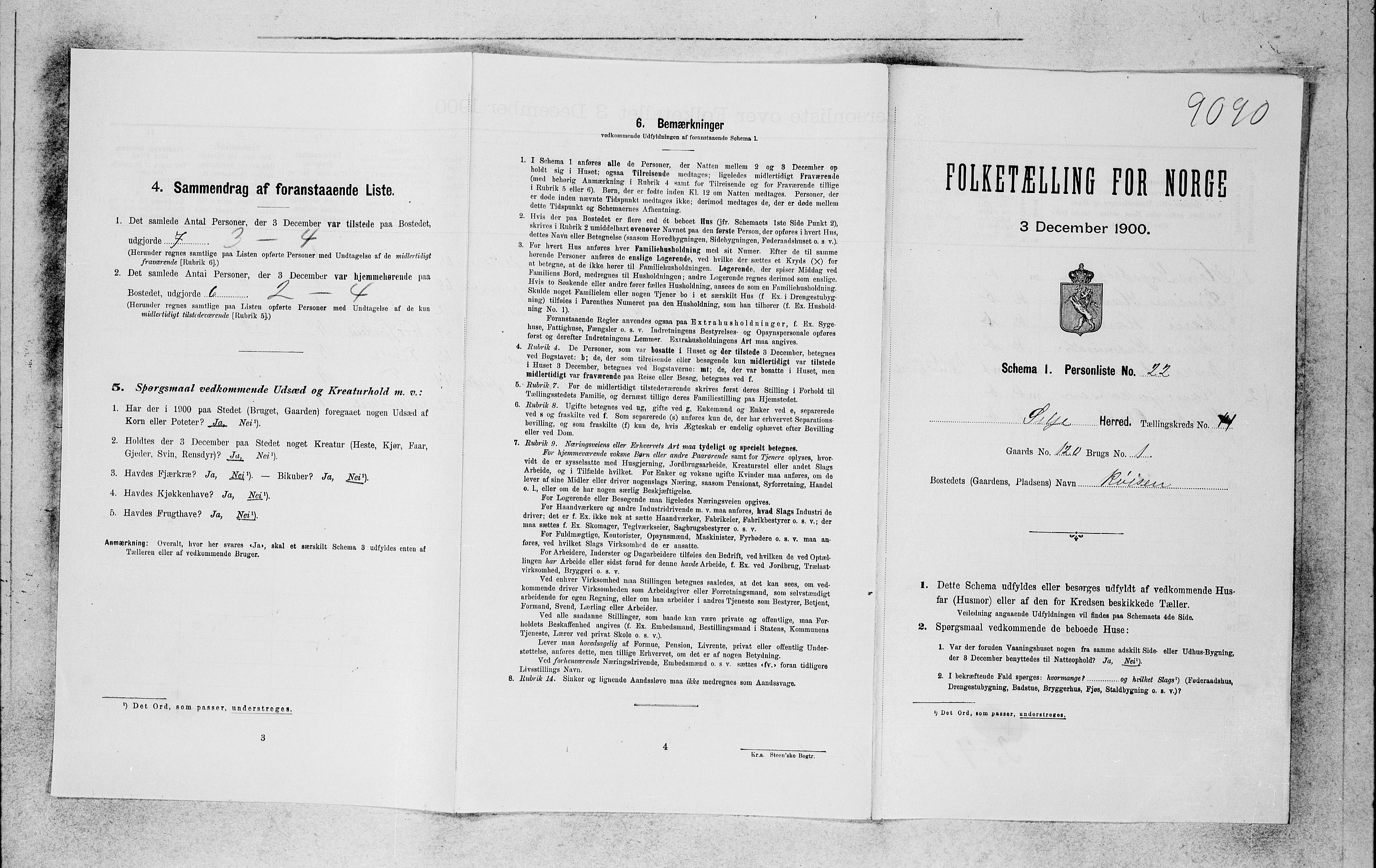 SAB, 1900 census for Selje, 1900, p. 1363