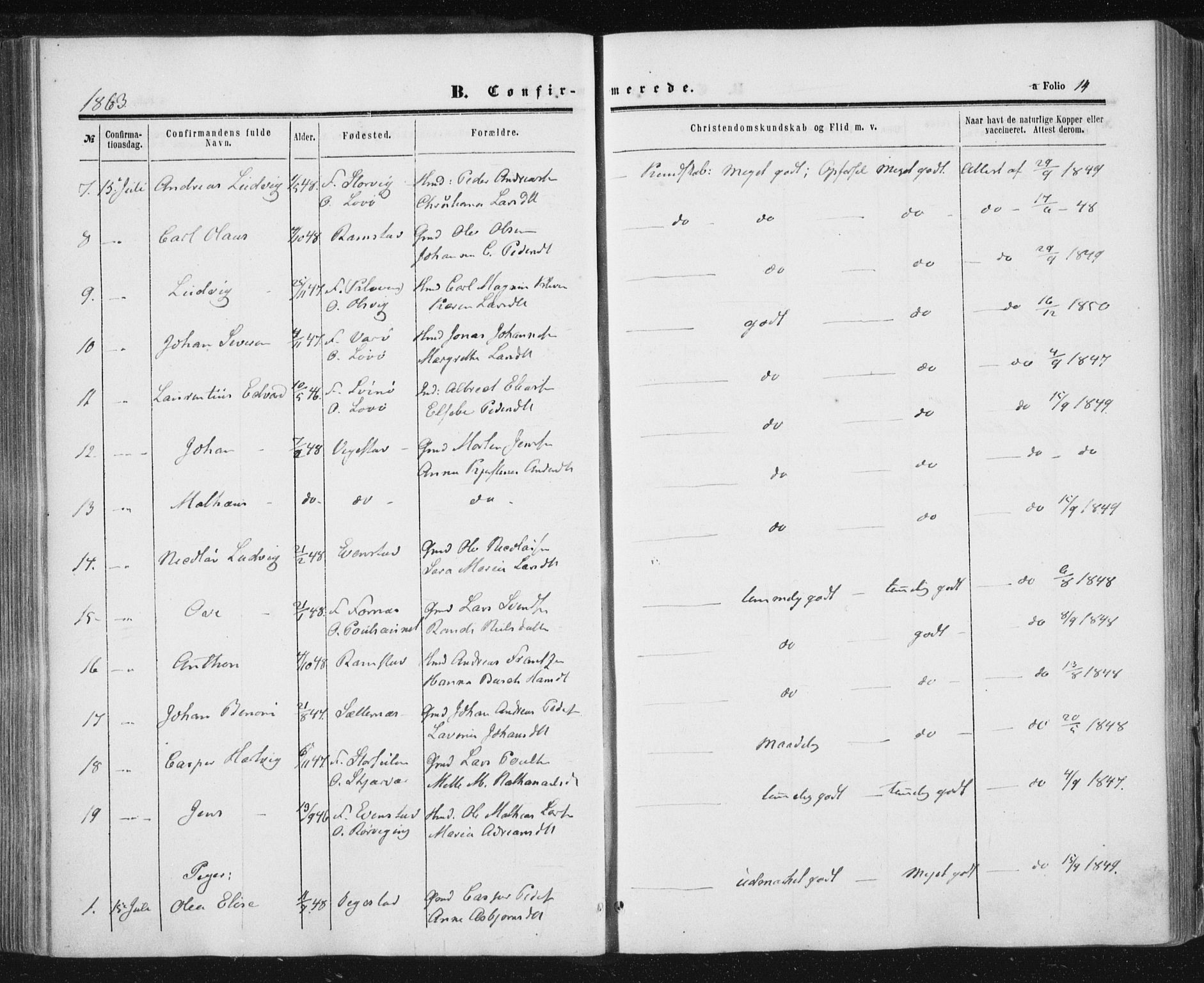 Ministerialprotokoller, klokkerbøker og fødselsregistre - Nord-Trøndelag, AV/SAT-A-1458/784/L0670: Parish register (official) no. 784A05, 1860-1876, p. 14