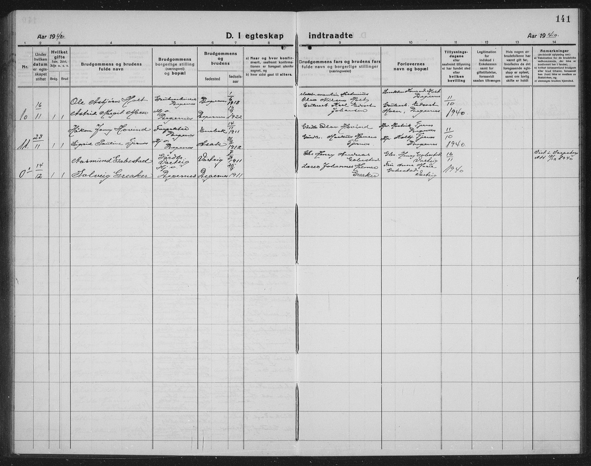 Rakkestad prestekontor Kirkebøker, AV/SAO-A-2008/G/Gb/L0003: Parish register (copy) no. II 3, 1920-1941, p. 141