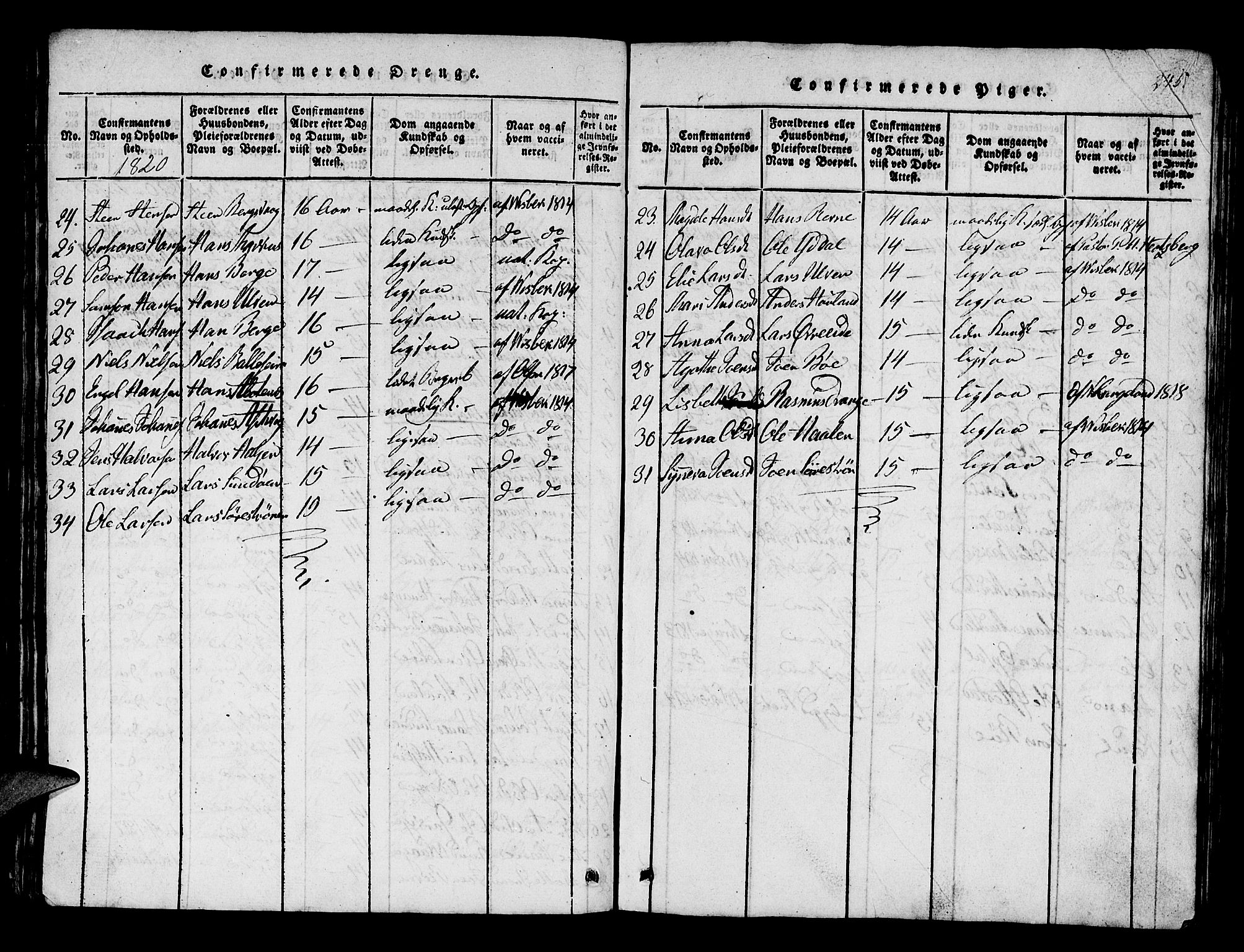 Os sokneprestembete, AV/SAB-A-99929: Parish register (official) no. A 12, 1816-1825, p. 245