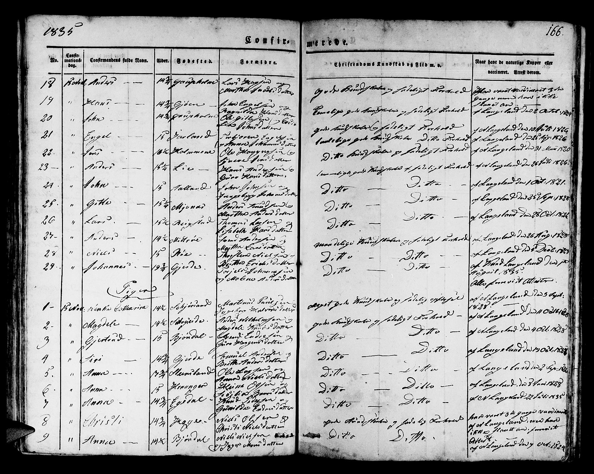 Os sokneprestembete, SAB/A-99929: Parish register (official) no. A 14, 1826-1839, p. 166