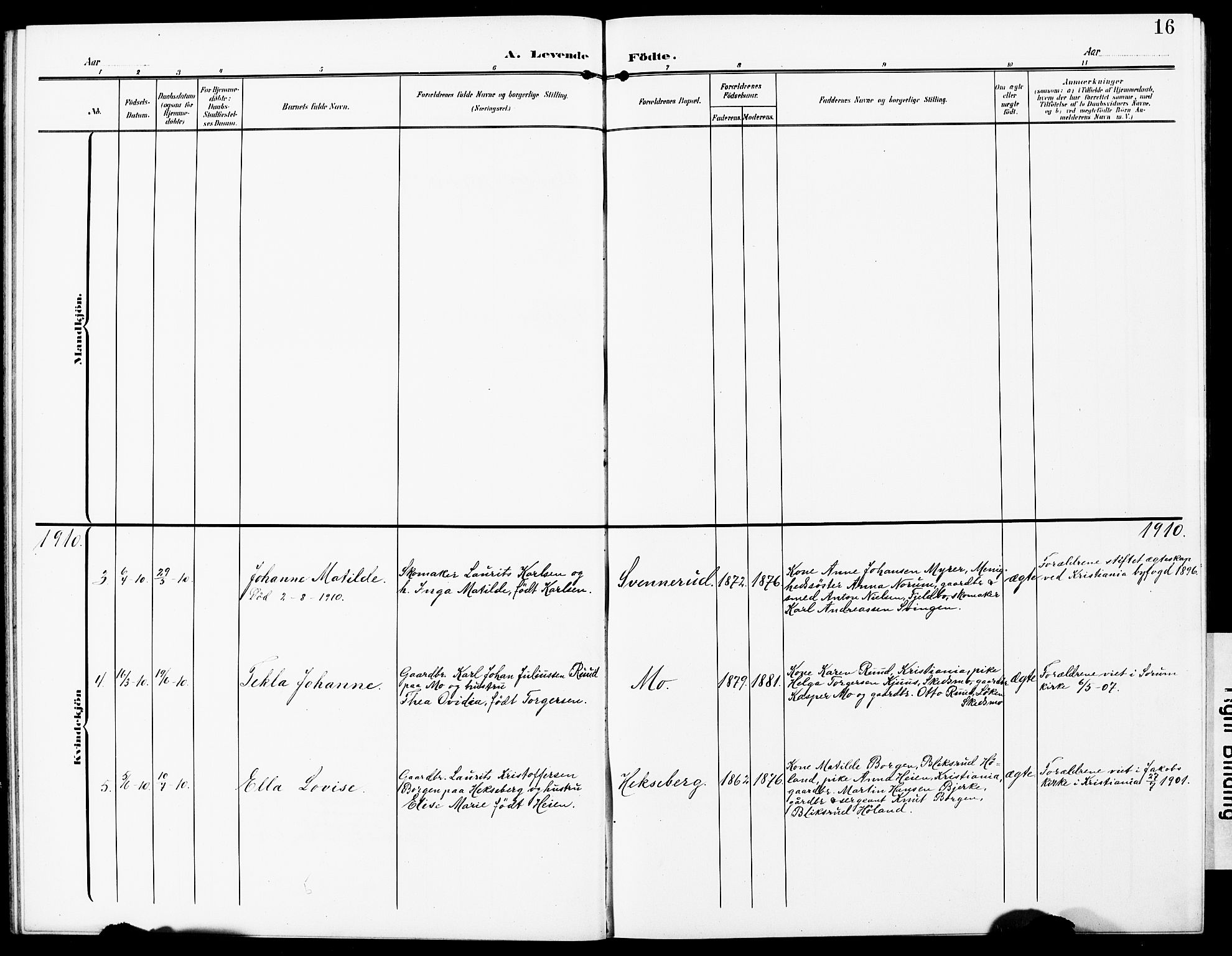 Sørum prestekontor Kirkebøker, AV/SAO-A-10303/G/Gb/L0001: Parish register (copy) no. II 1, 1907-1929, p. 16