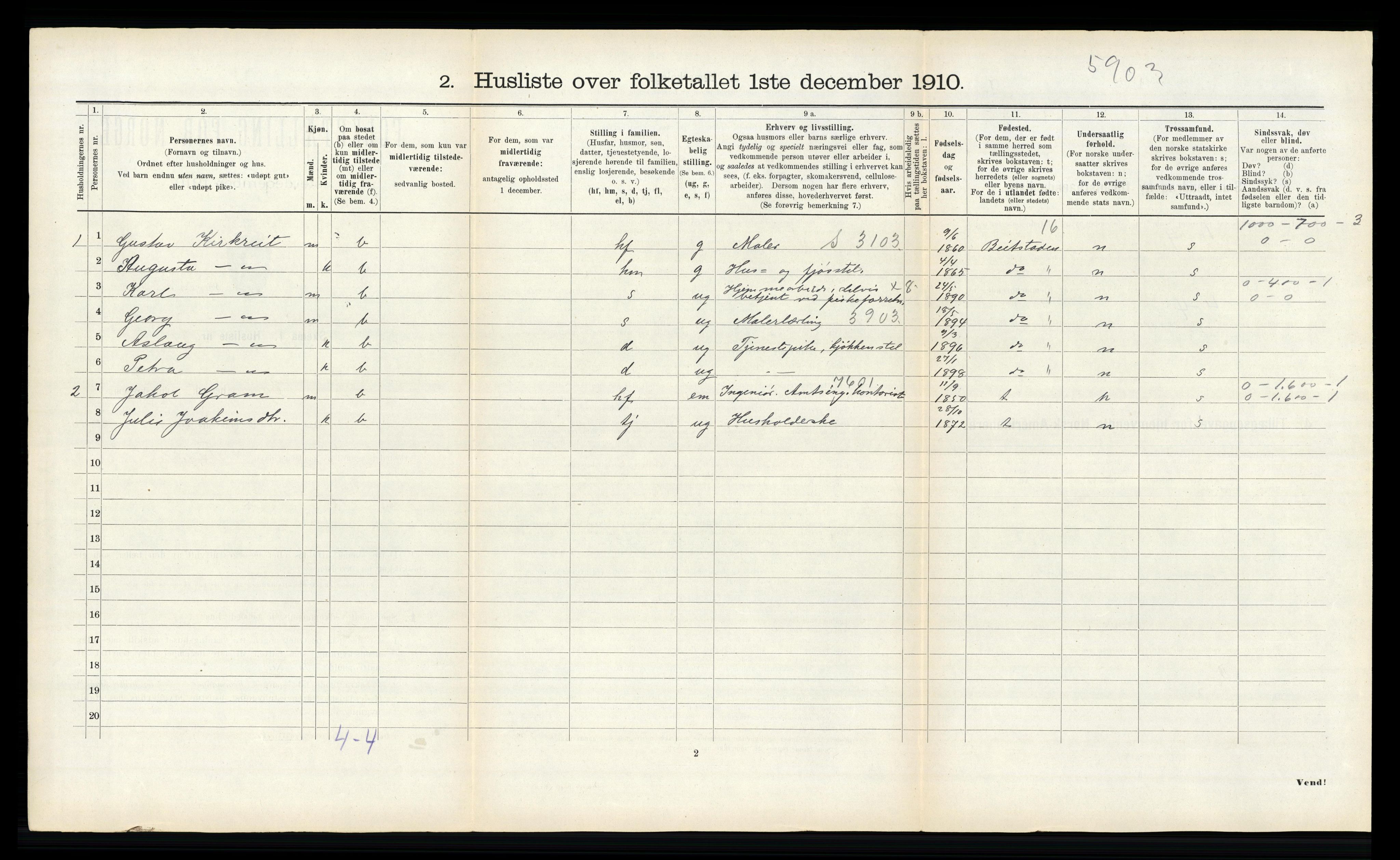 RA, 1910 census for Egge, 1910, p. 232