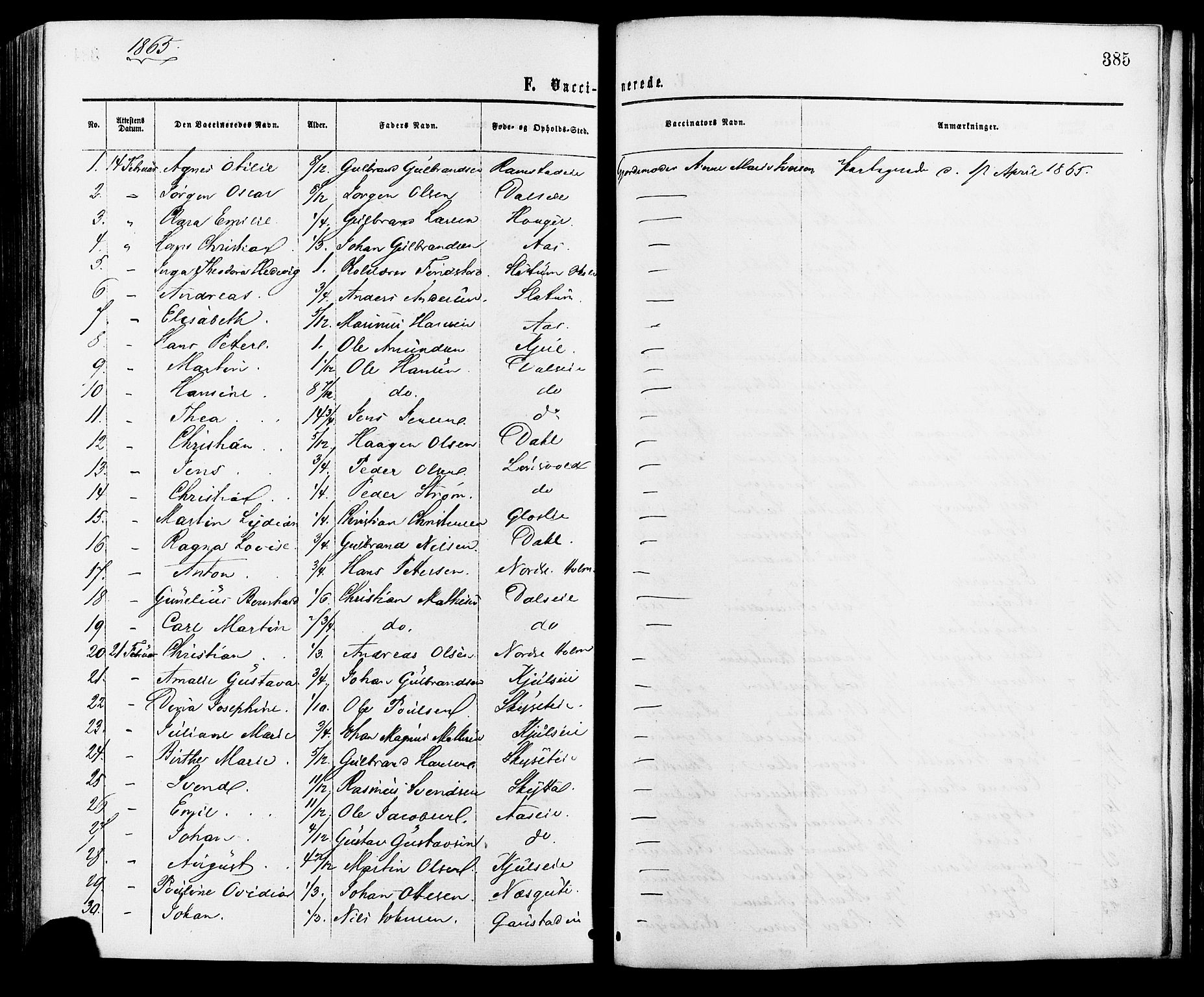 Nittedal prestekontor Kirkebøker, AV/SAO-A-10365a/F/Fa/L0006: Parish register (official) no. I 6, 1863-1878, p. 385