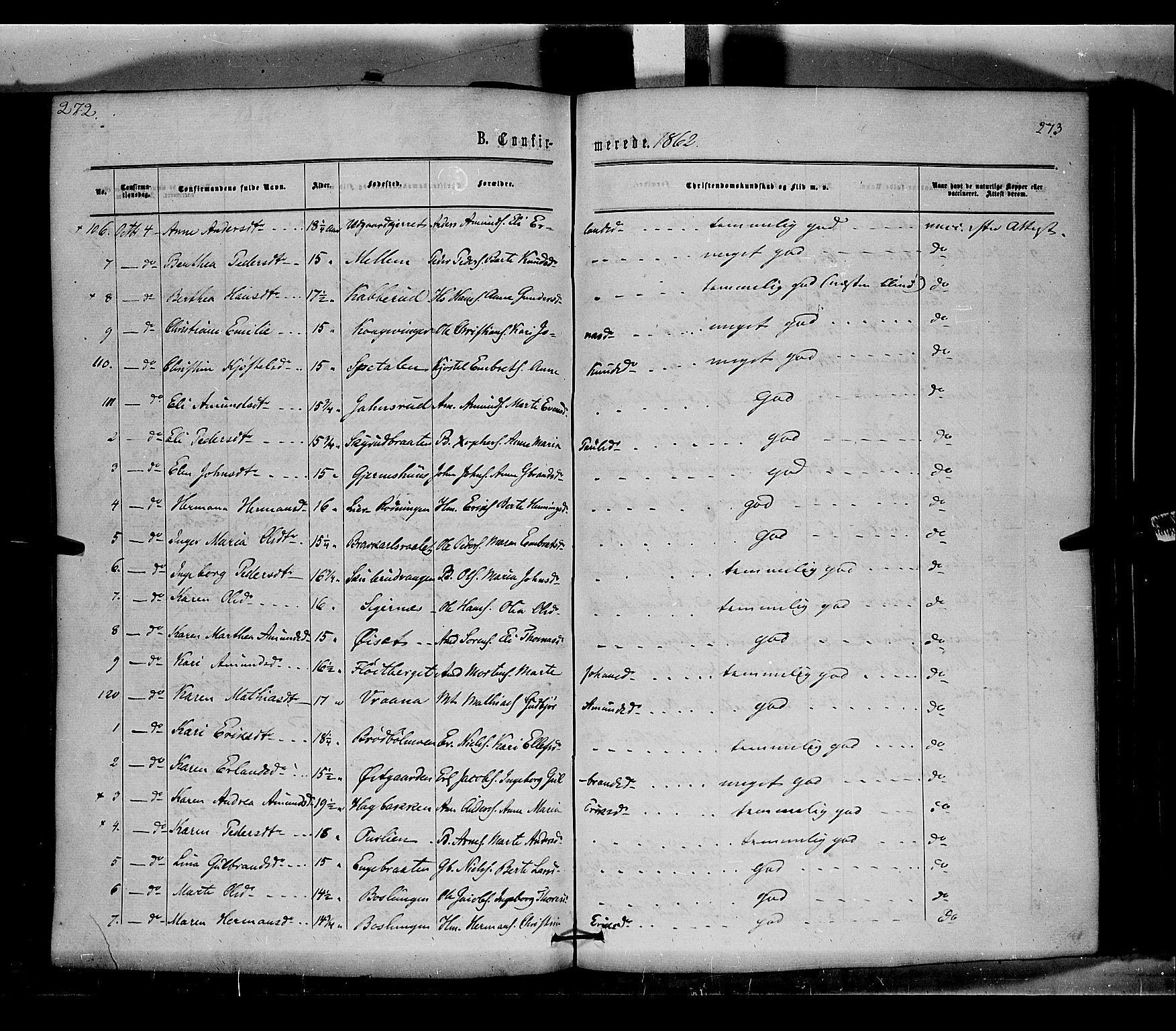 Vinger prestekontor, AV/SAH-PREST-024/H/Ha/Haa/L0011: Parish register (official) no. 11, 1862-1870, p. 273