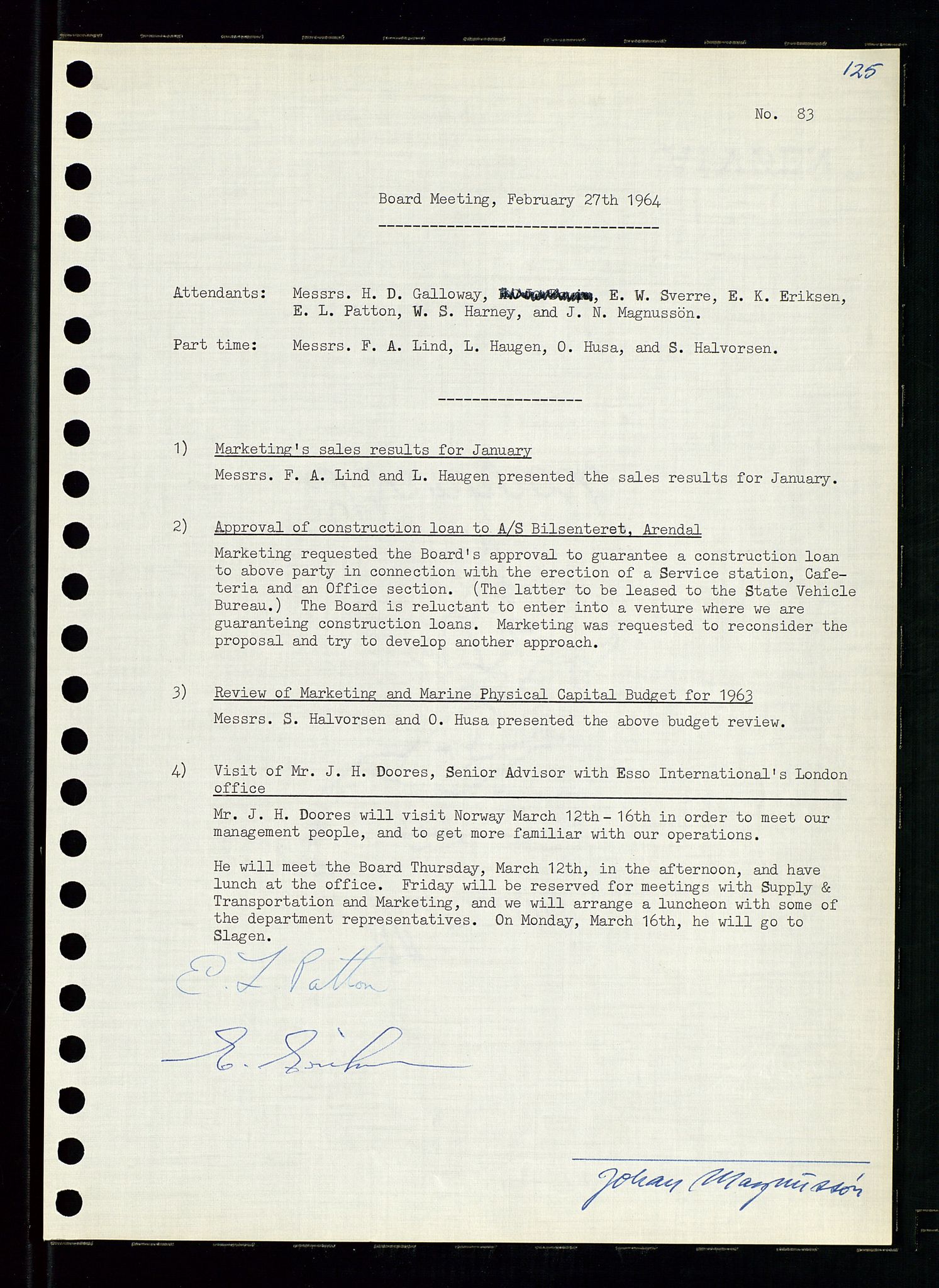 Pa 0982 - Esso Norge A/S, AV/SAST-A-100448/A/Aa/L0001/0004: Den administrerende direksjon Board minutes (styrereferater) / Den administrerende direksjon Board minutes (styrereferater), 1963-1964, p. 137