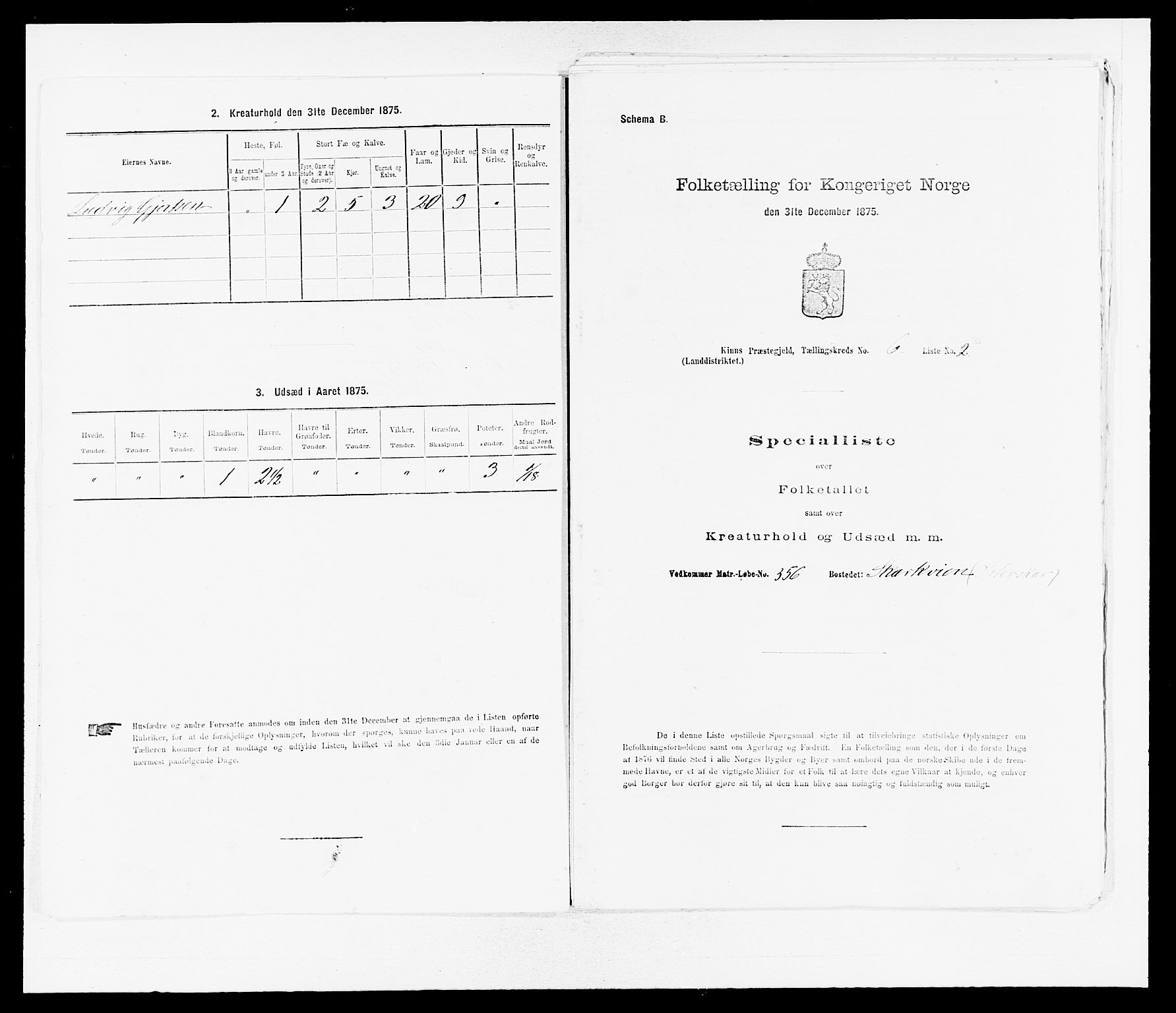 SAB, 1875 census for 1437L Kinn/Kinn og Svanøy, 1875, p. 605