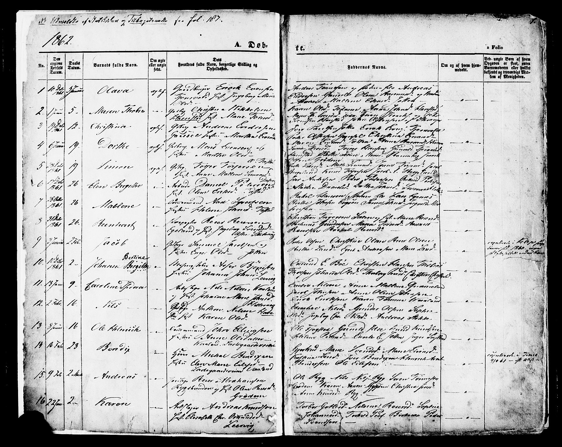 Hetland sokneprestkontor, SAST/A-101826/30/30BA/L0003: Parish register (official) no. A 3, 1862-1876, p. 1