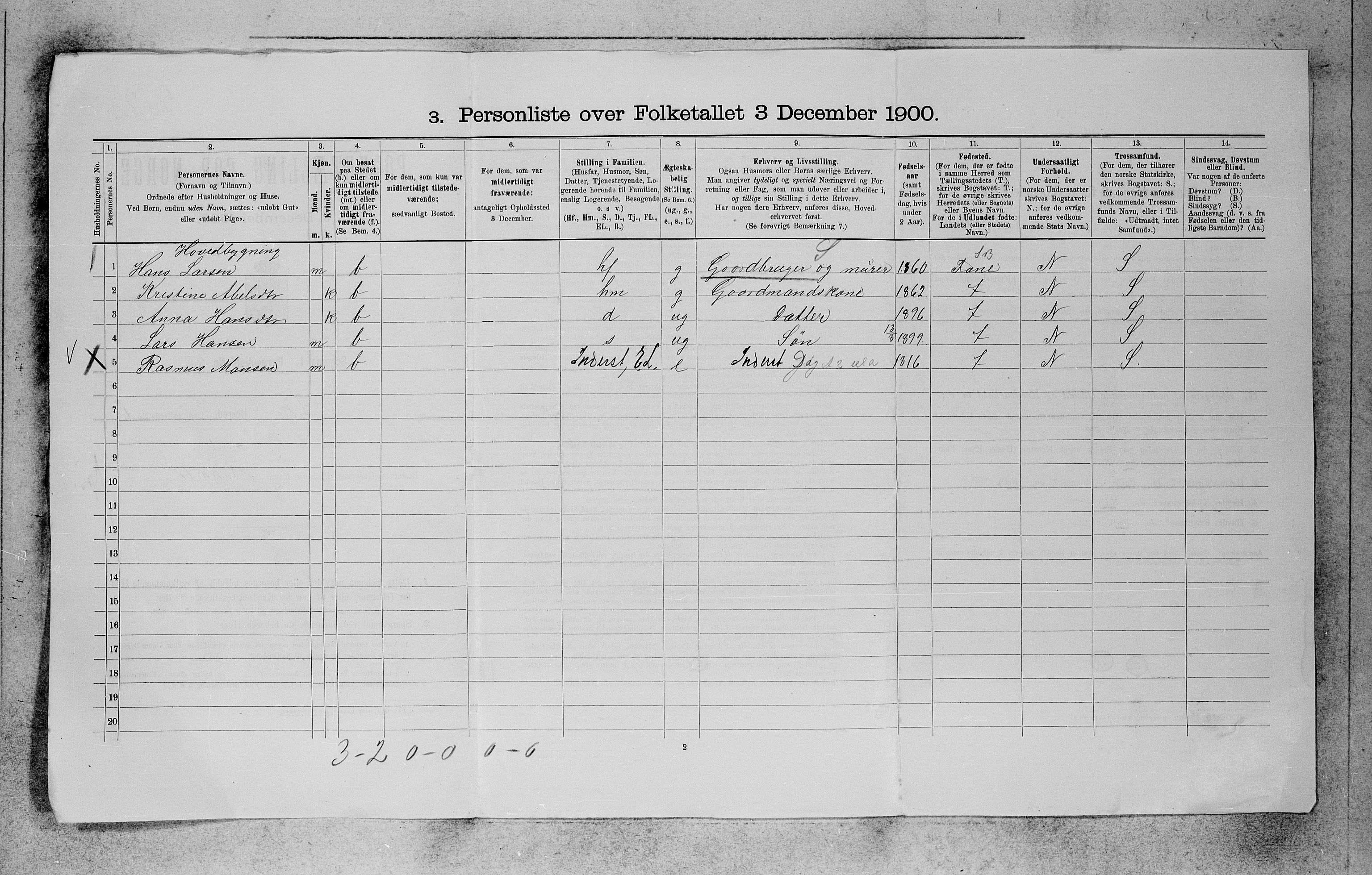 SAB, 1900 census for Selje, 1900, p. 41