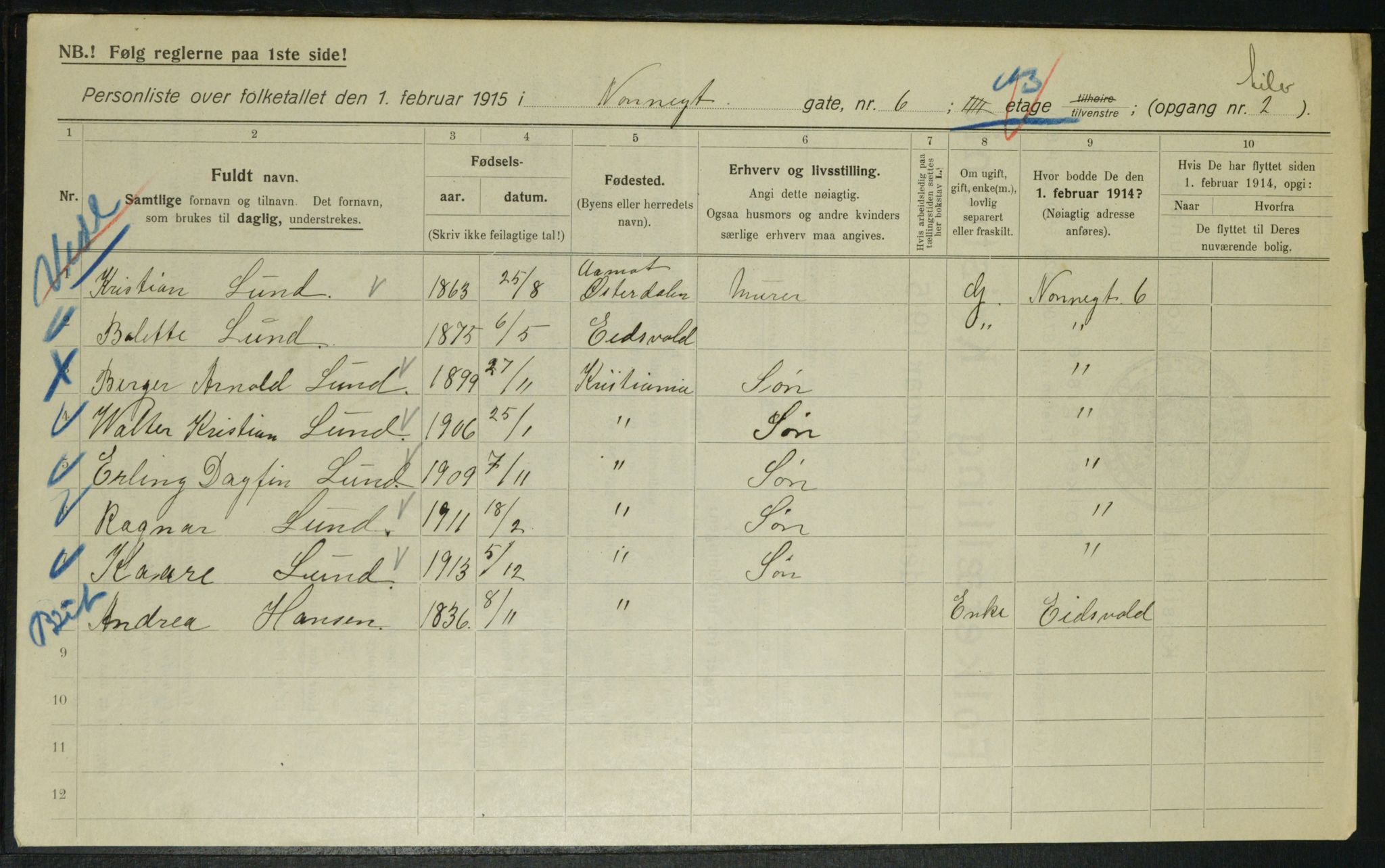 OBA, Municipal Census 1915 for Kristiania, 1915, p. 70879