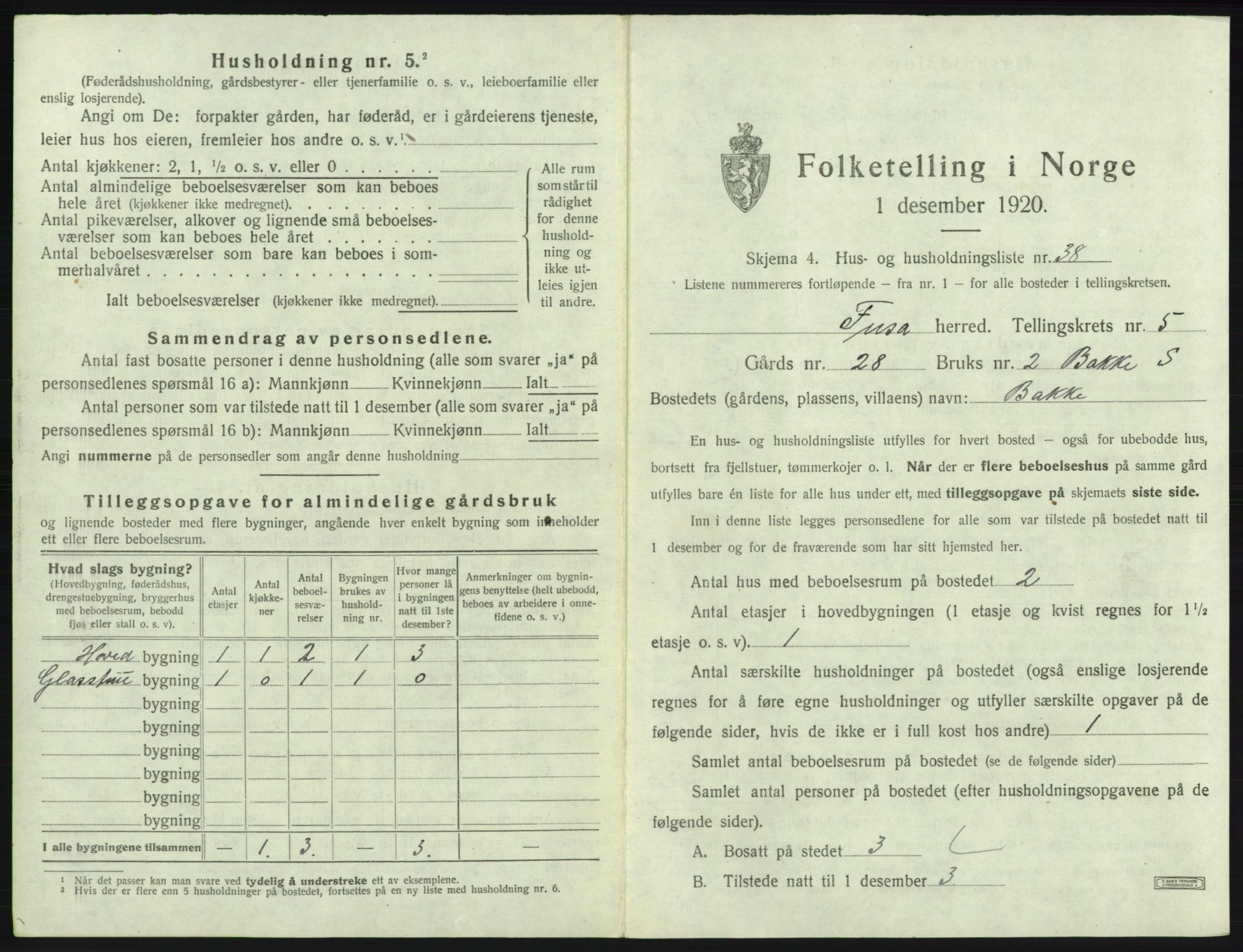 SAB, 1920 census for Fusa, 1920, p. 316