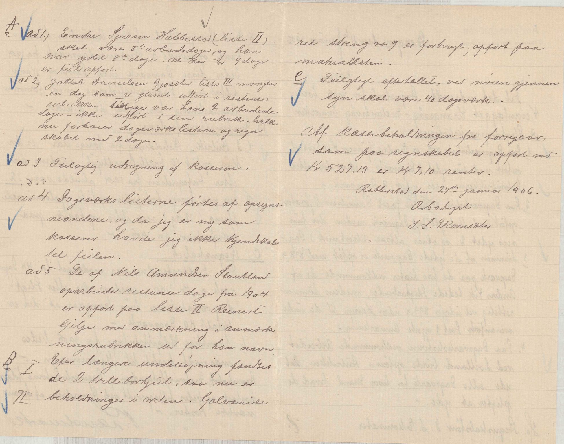 Finnaas kommune. Formannskapet, IKAH/1218a-021/E/Ea/L0002/0003: Rekneskap for veganlegg / Rekneskap for veganlegget Urangsvåg - Mælandsvåg, 1904-1905, p. 53