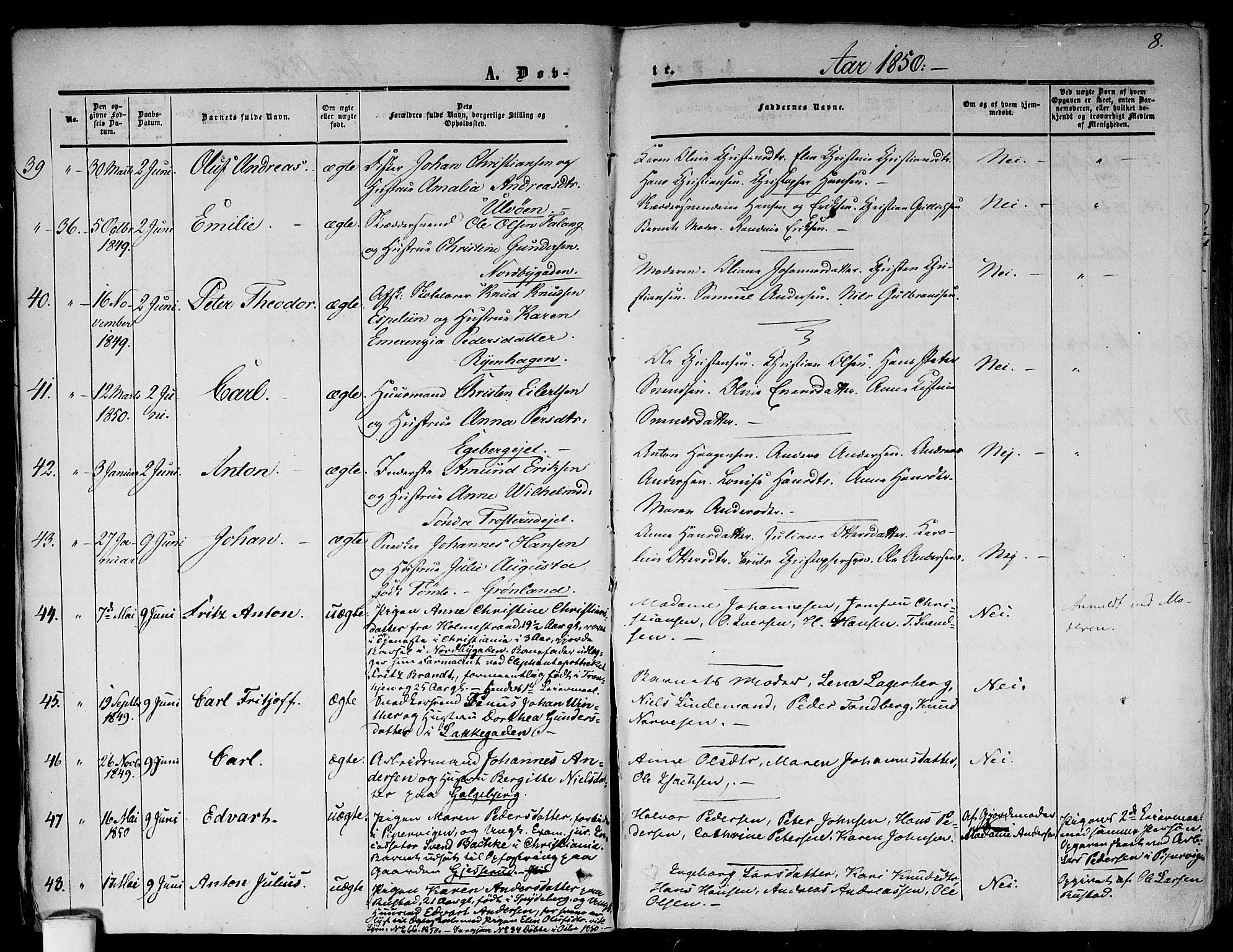 Gamlebyen prestekontor Kirkebøker, AV/SAO-A-10884/F/Fa/L0004: Parish register (official) no. 4, 1850-1857, p. 8