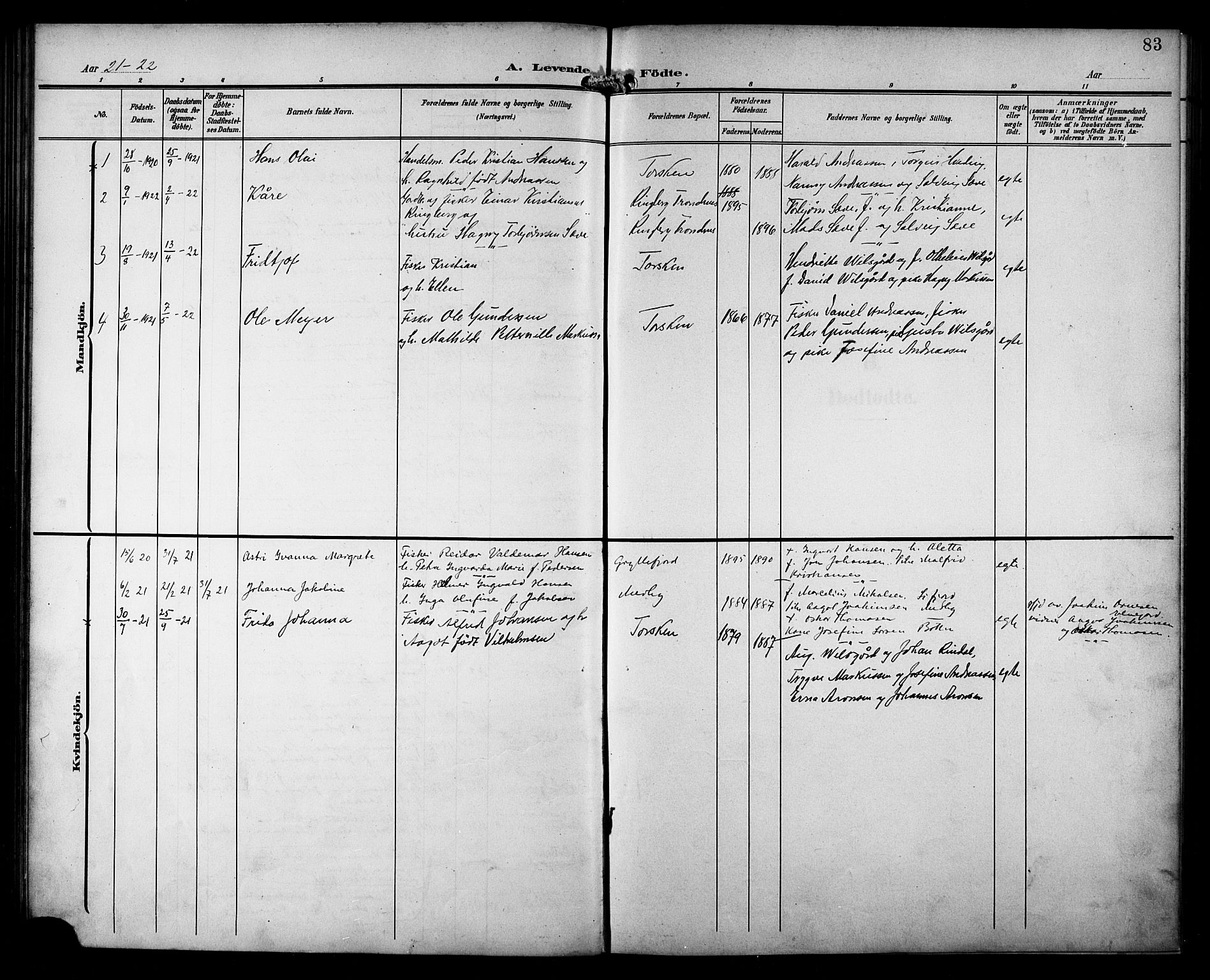 Berg sokneprestkontor, SATØ/S-1318/G/Ga/Gab/L0013klokker: Parish register (copy) no. 13, 1902-1922, p. 83
