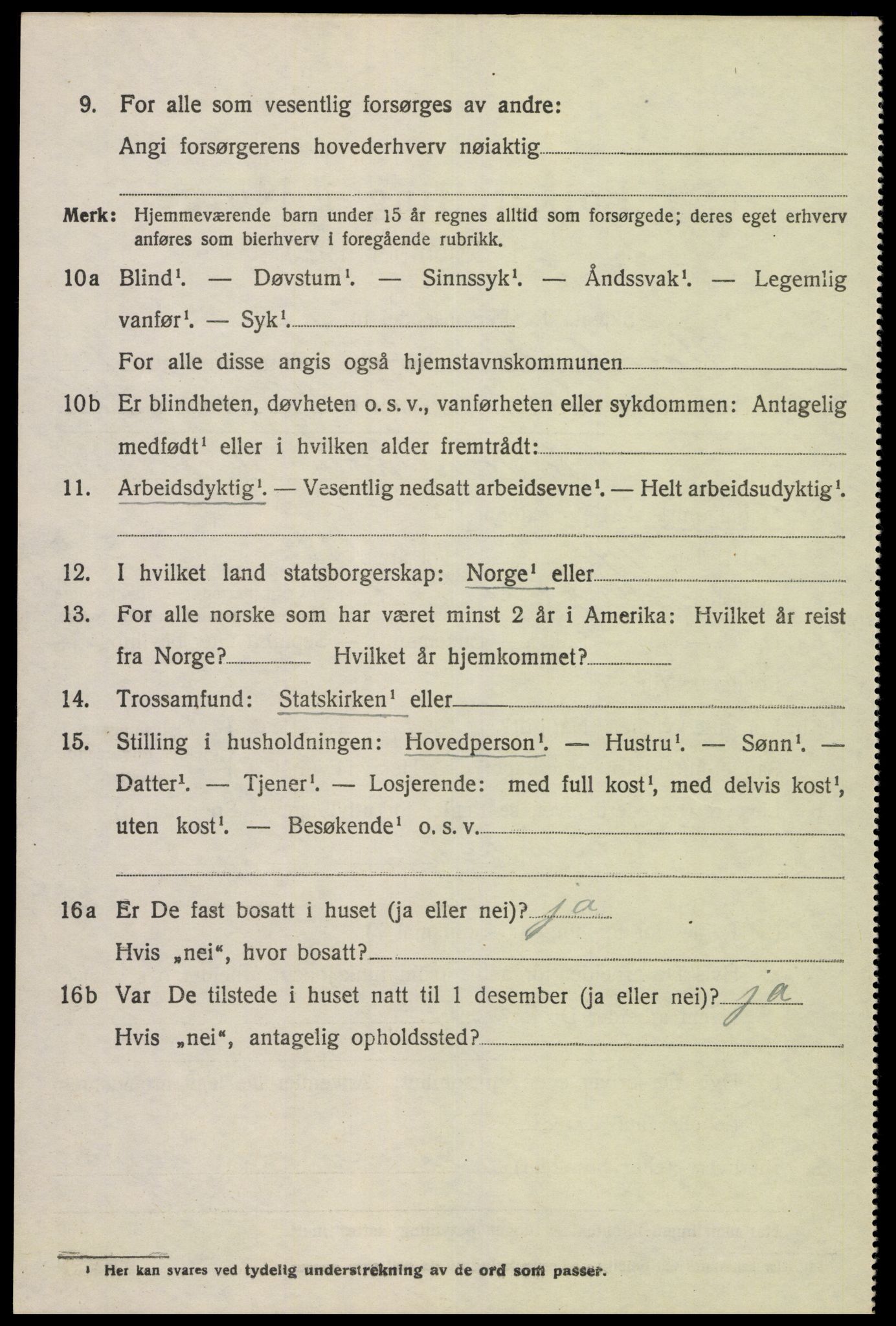 SAK, 1920 census for Hægebostad, 1920, p. 2110