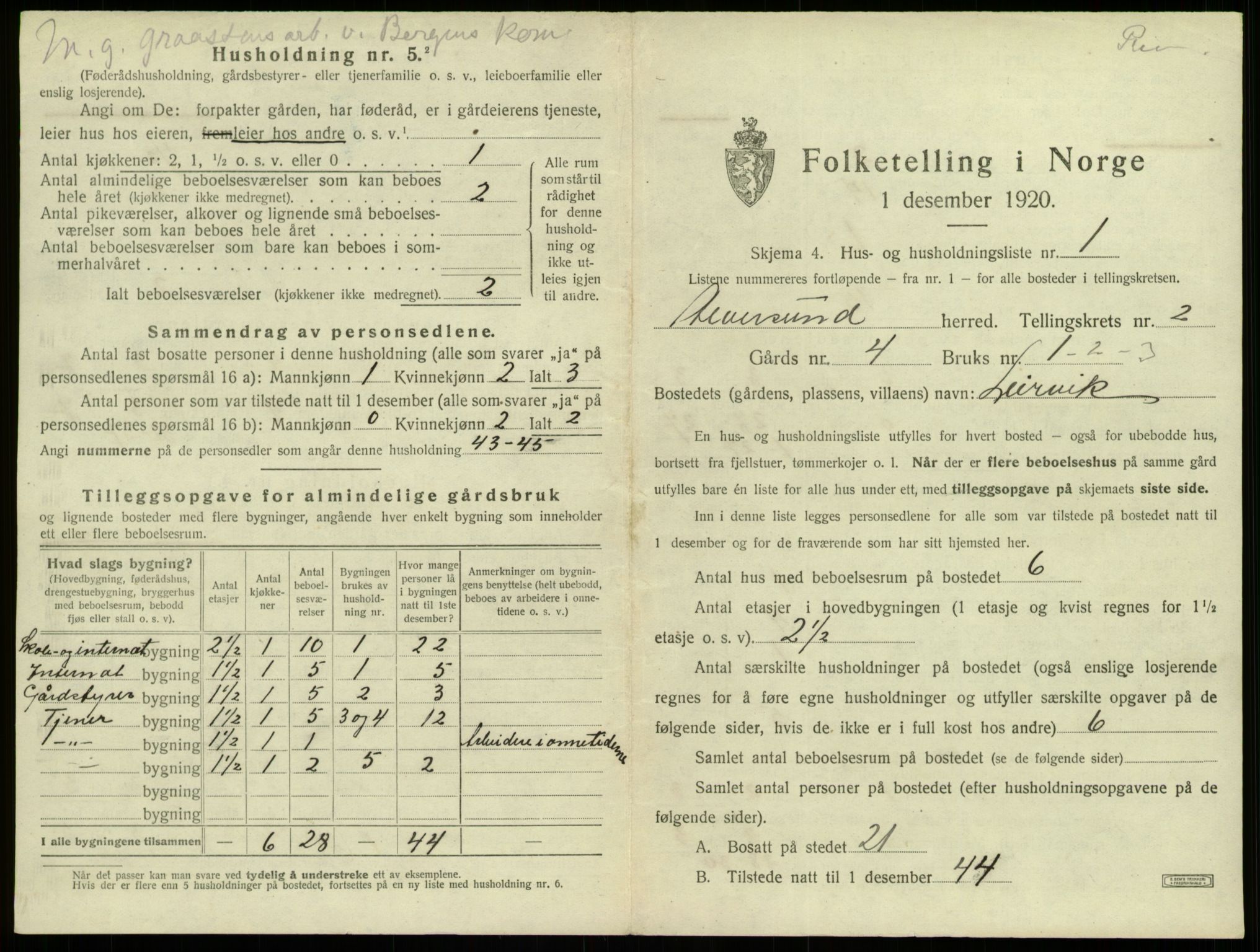 SAB, 1920 census for Alversund, 1920, p. 117