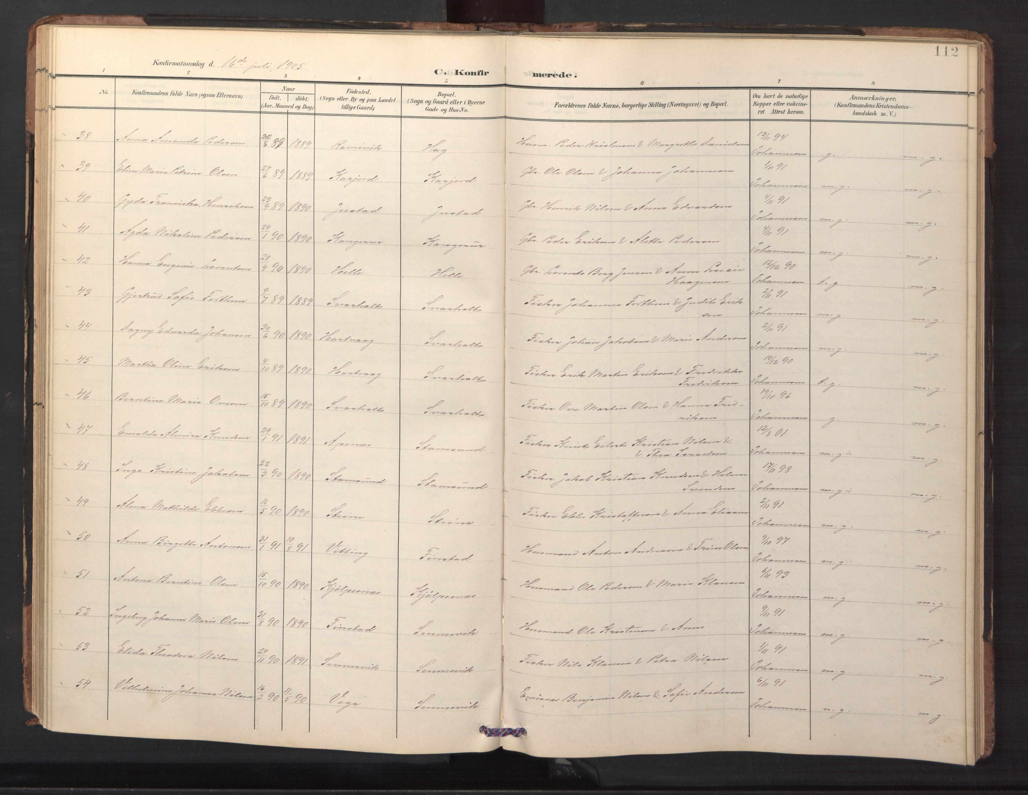 Ministerialprotokoller, klokkerbøker og fødselsregistre - Nordland, AV/SAT-A-1459/882/L1185: Parish register (copy) no. 882C03, 1898-1910, p. 112