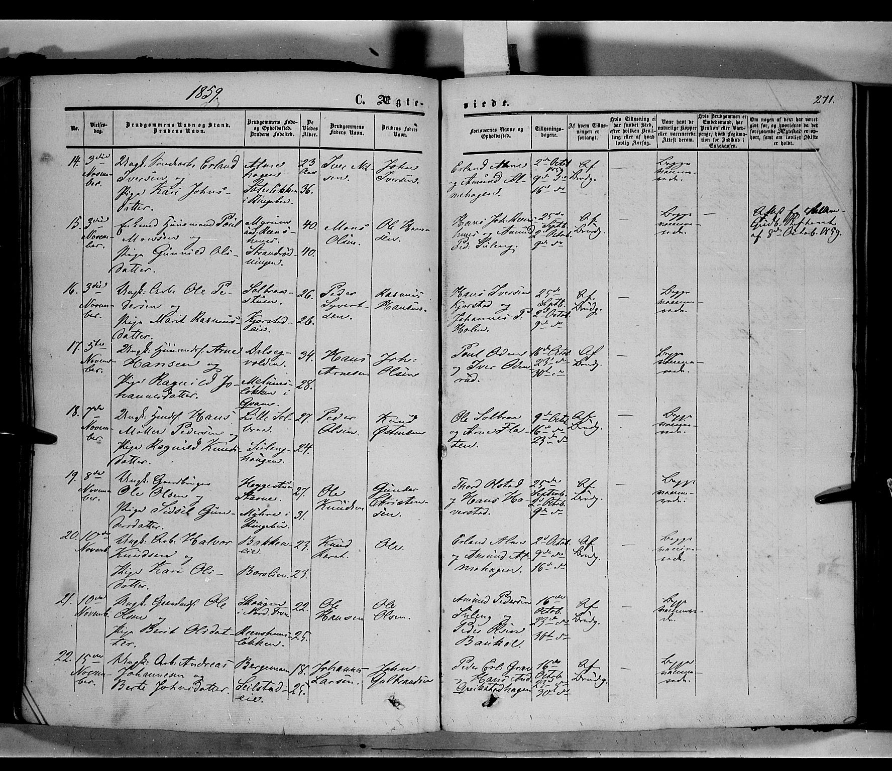 Sør-Fron prestekontor, AV/SAH-PREST-010/H/Ha/Haa/L0001: Parish register (official) no. 1, 1849-1863, p. 271