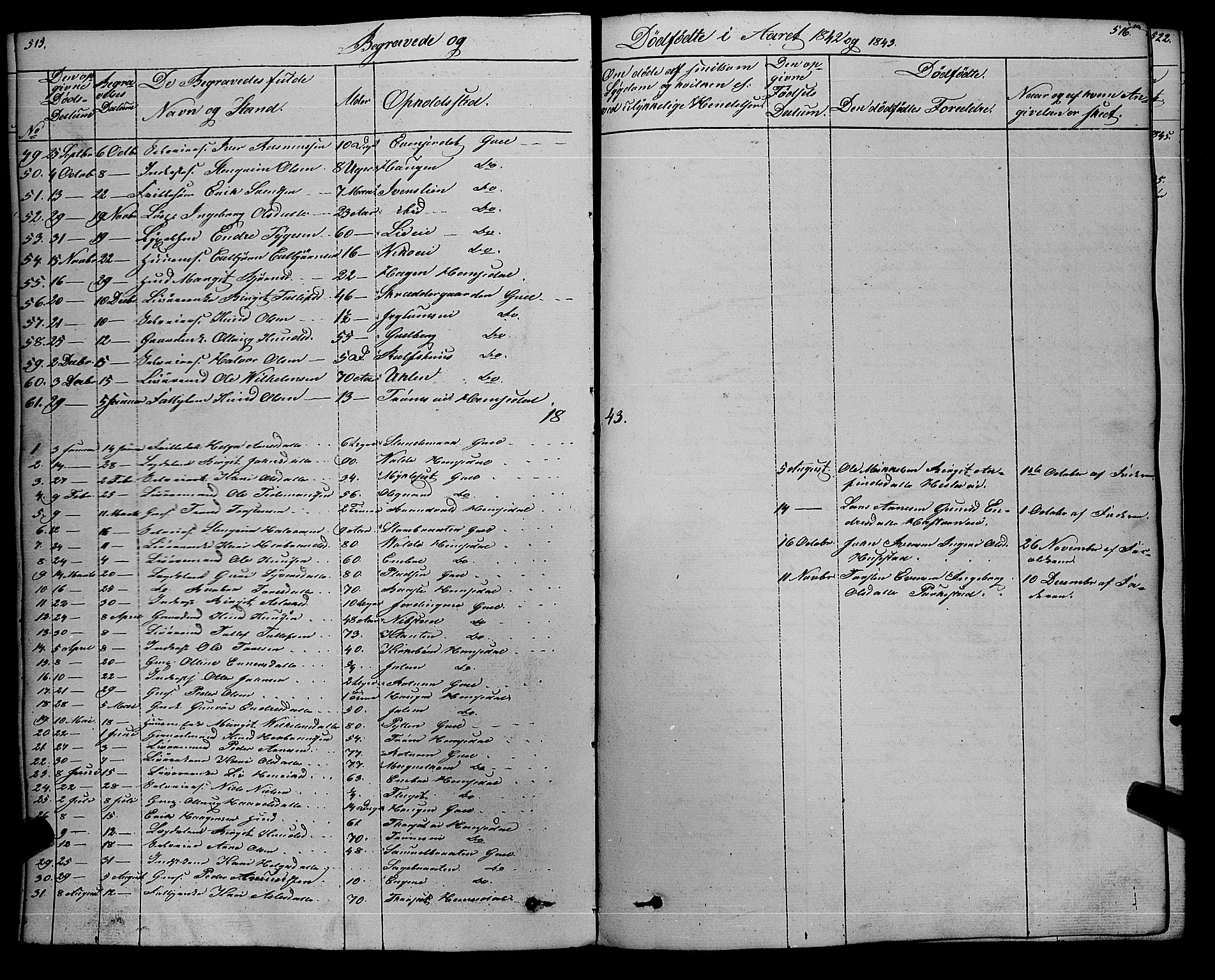 Gol kirkebøker, AV/SAKO-A-226/F/Fa/L0002: Parish register (official) no. I 2, 1837-1863, p. 515-516