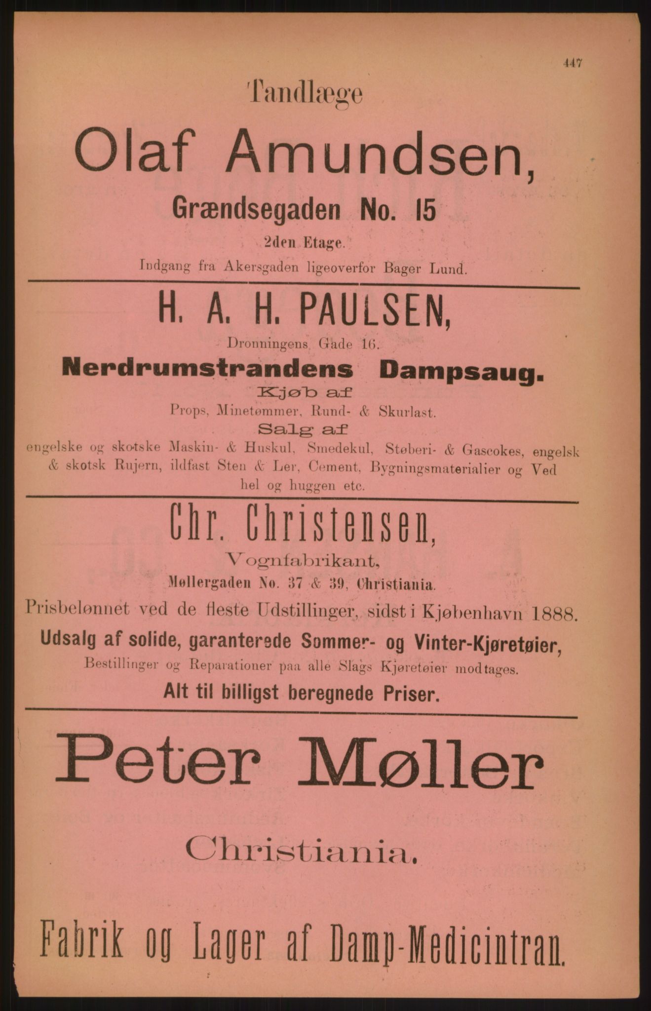 Kristiania/Oslo adressebok, PUBL/-, 1891, p. 447