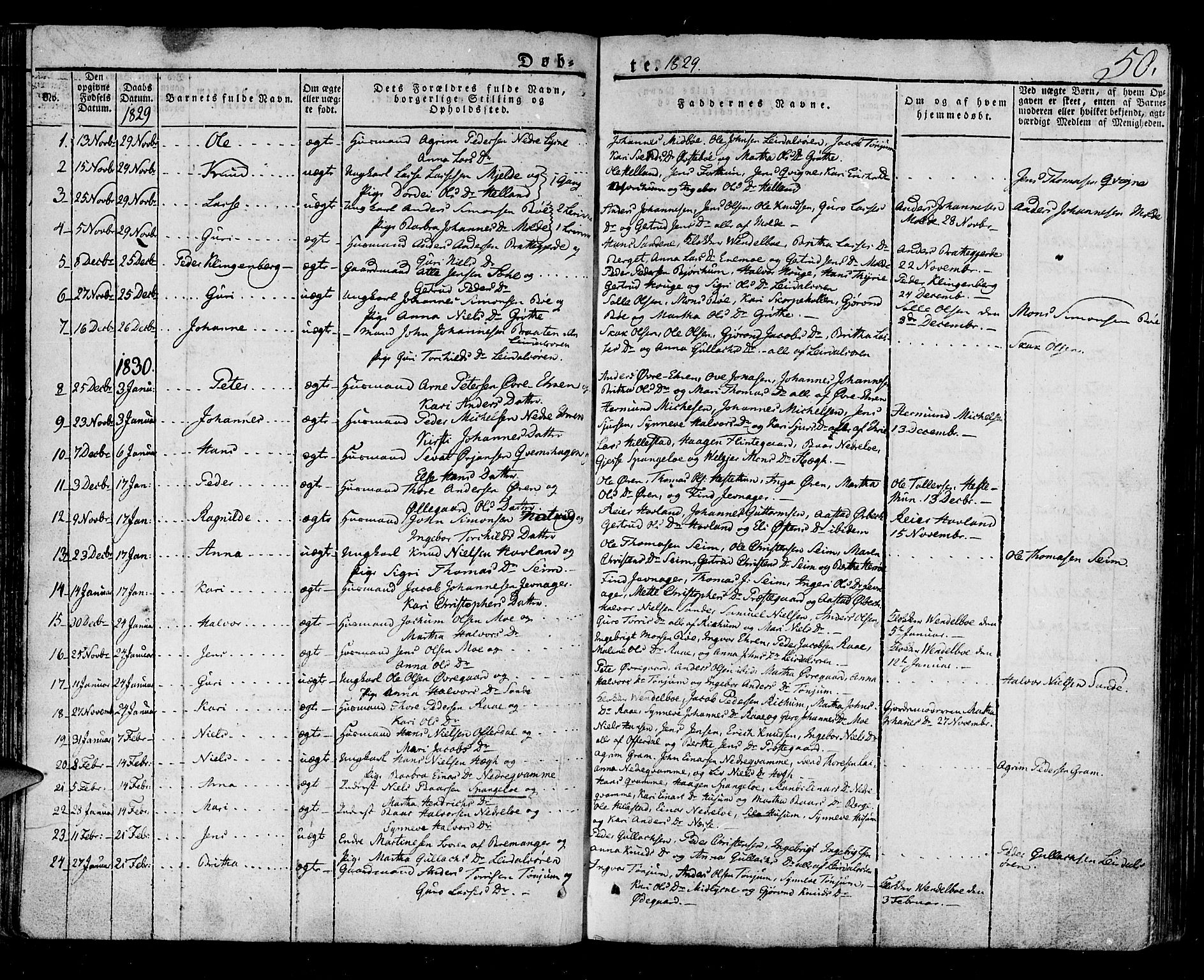 Lærdal sokneprestembete, SAB/A-81201: Parish register (official) no. A 5, 1822-1834, p. 50