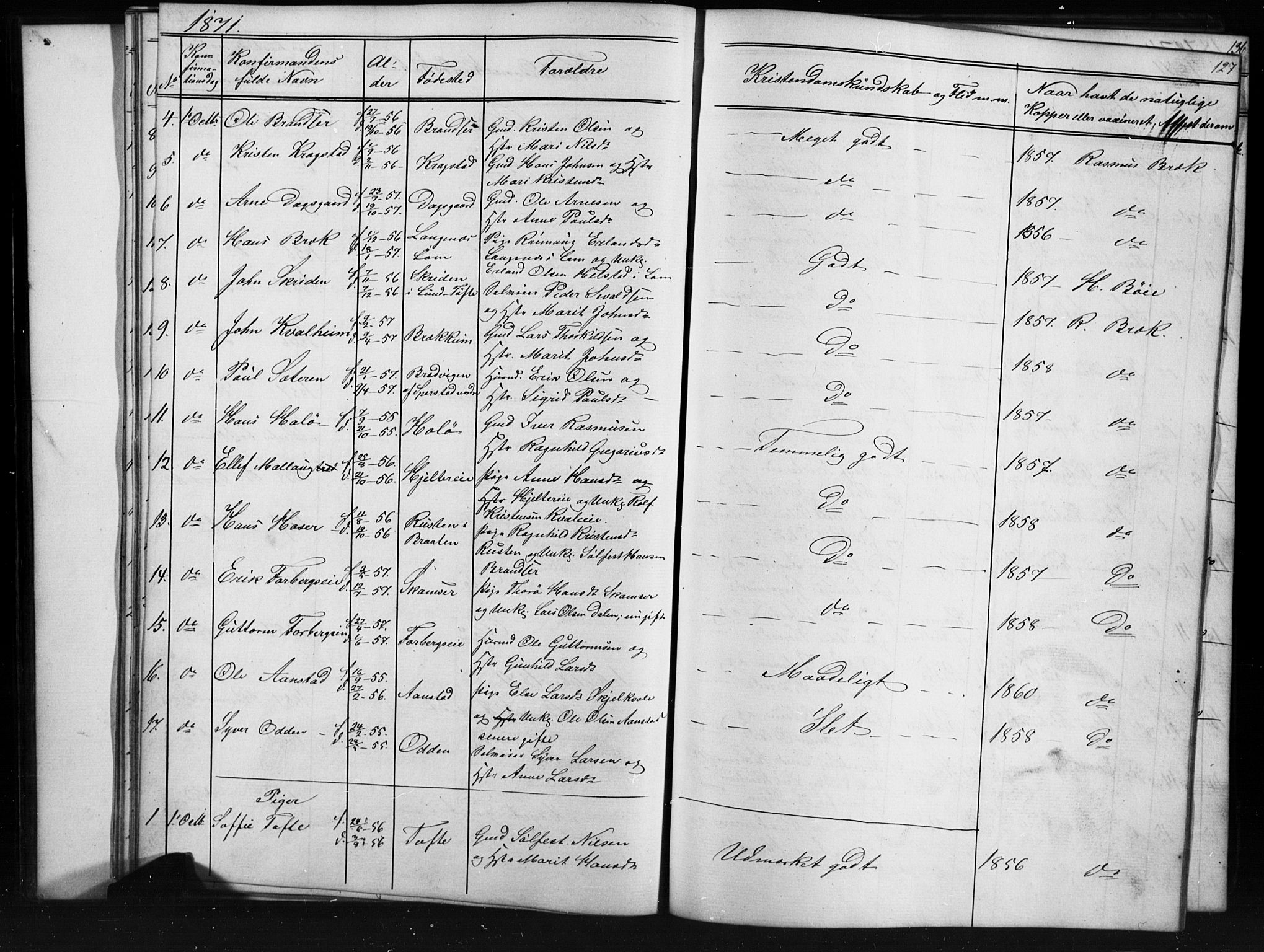 Skjåk prestekontor, SAH/PREST-072/H/Ha/Hab/L0001: Parish register (copy) no. 1, 1865-1893, p. 127
