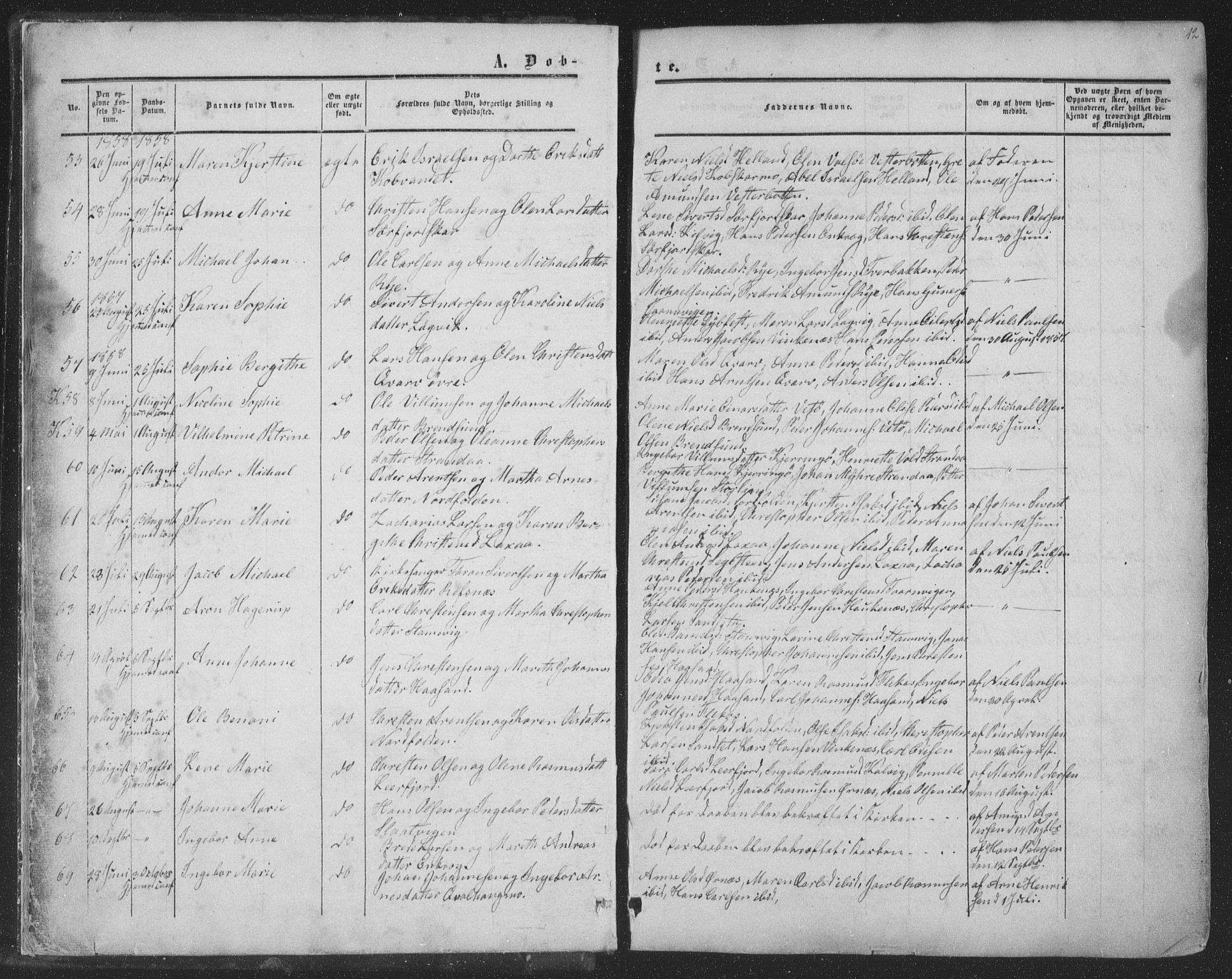 Ministerialprotokoller, klokkerbøker og fødselsregistre - Nordland, SAT/A-1459/853/L0770: Parish register (official) no. 853A09, 1857-1870, p. 12