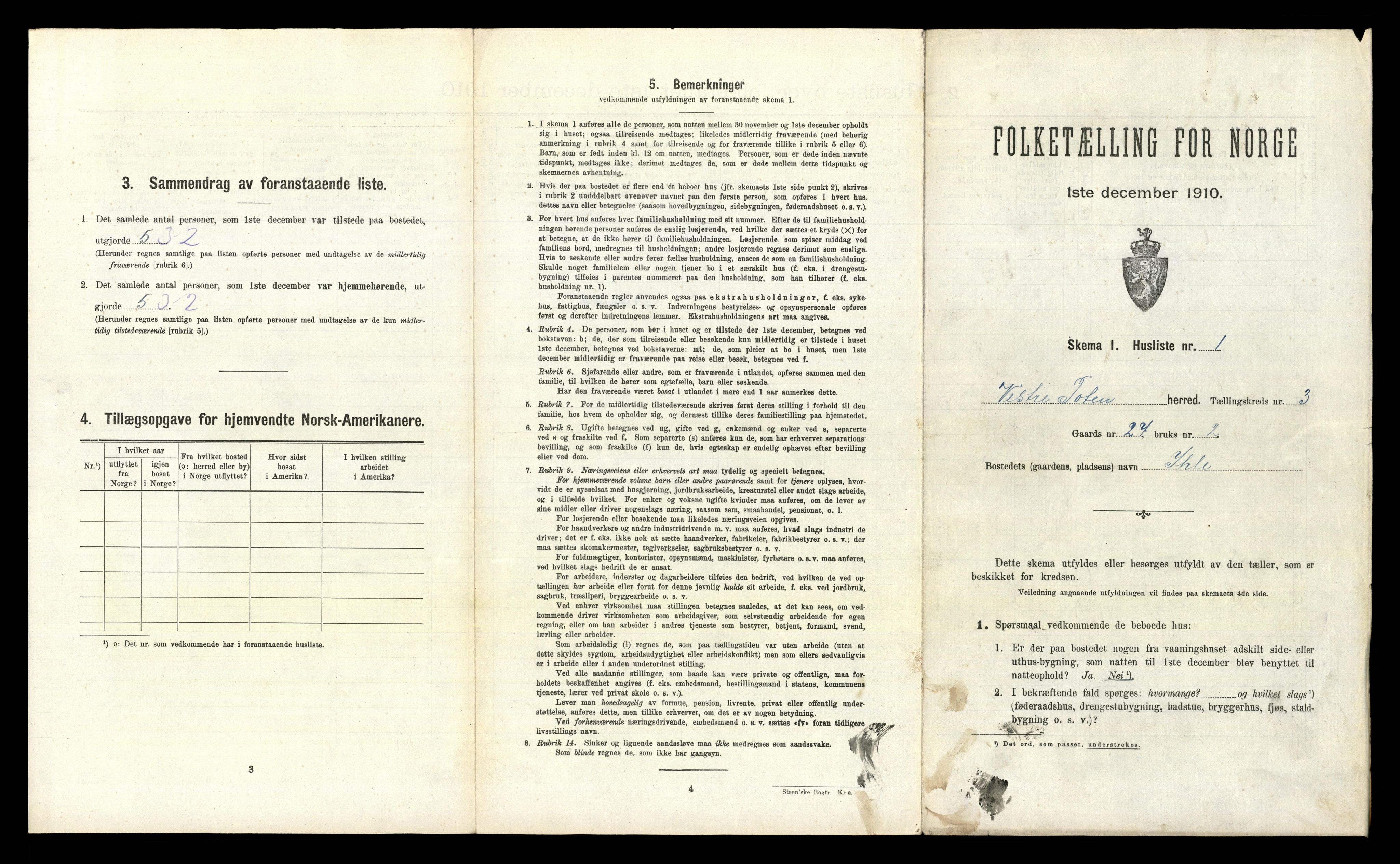 RA, 1910 census for Vestre Toten, 1910, p. 369