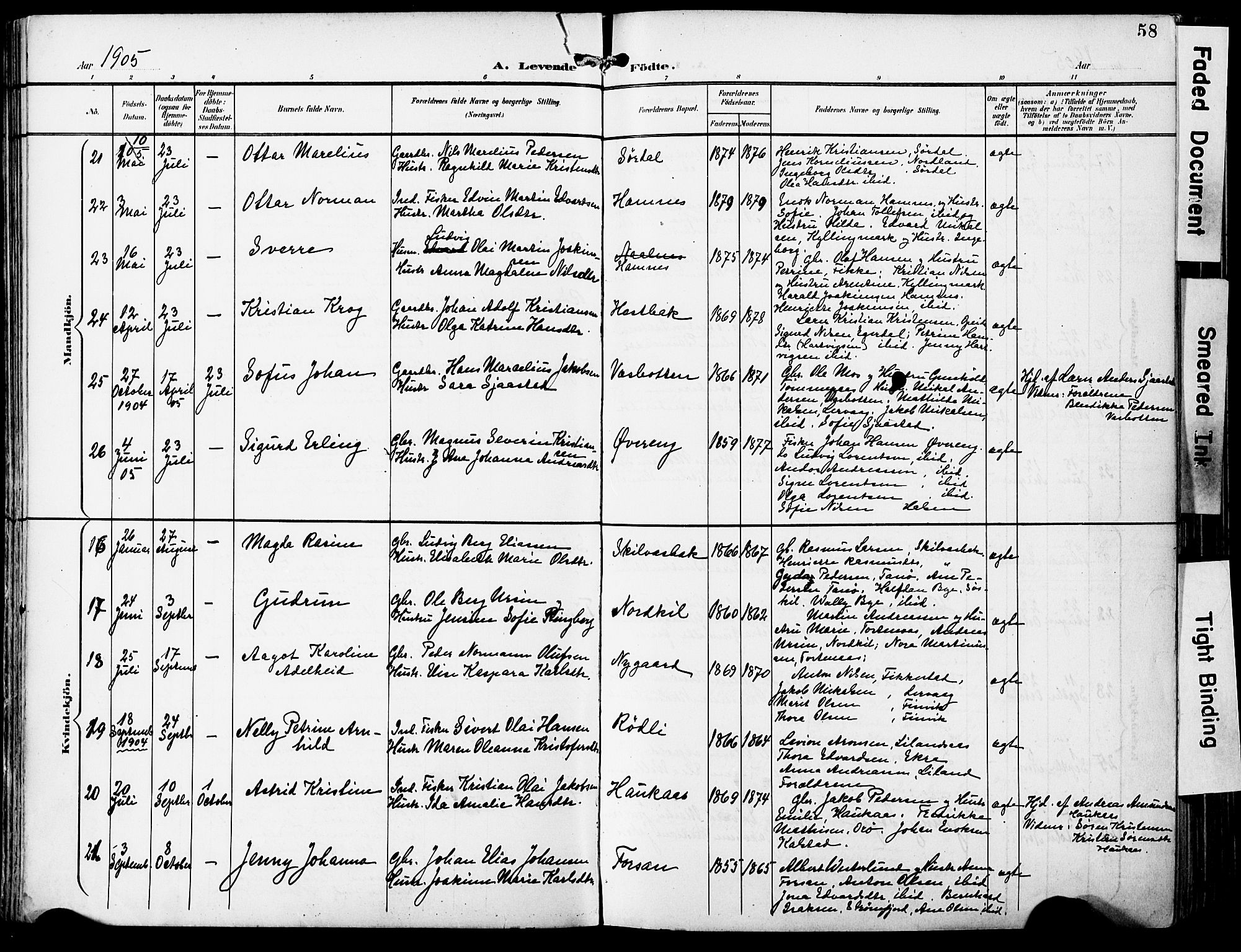 Ministerialprotokoller, klokkerbøker og fødselsregistre - Nordland, AV/SAT-A-1459/859/L0848: Parish register (official) no. 859A08, 1900-1912, p. 58