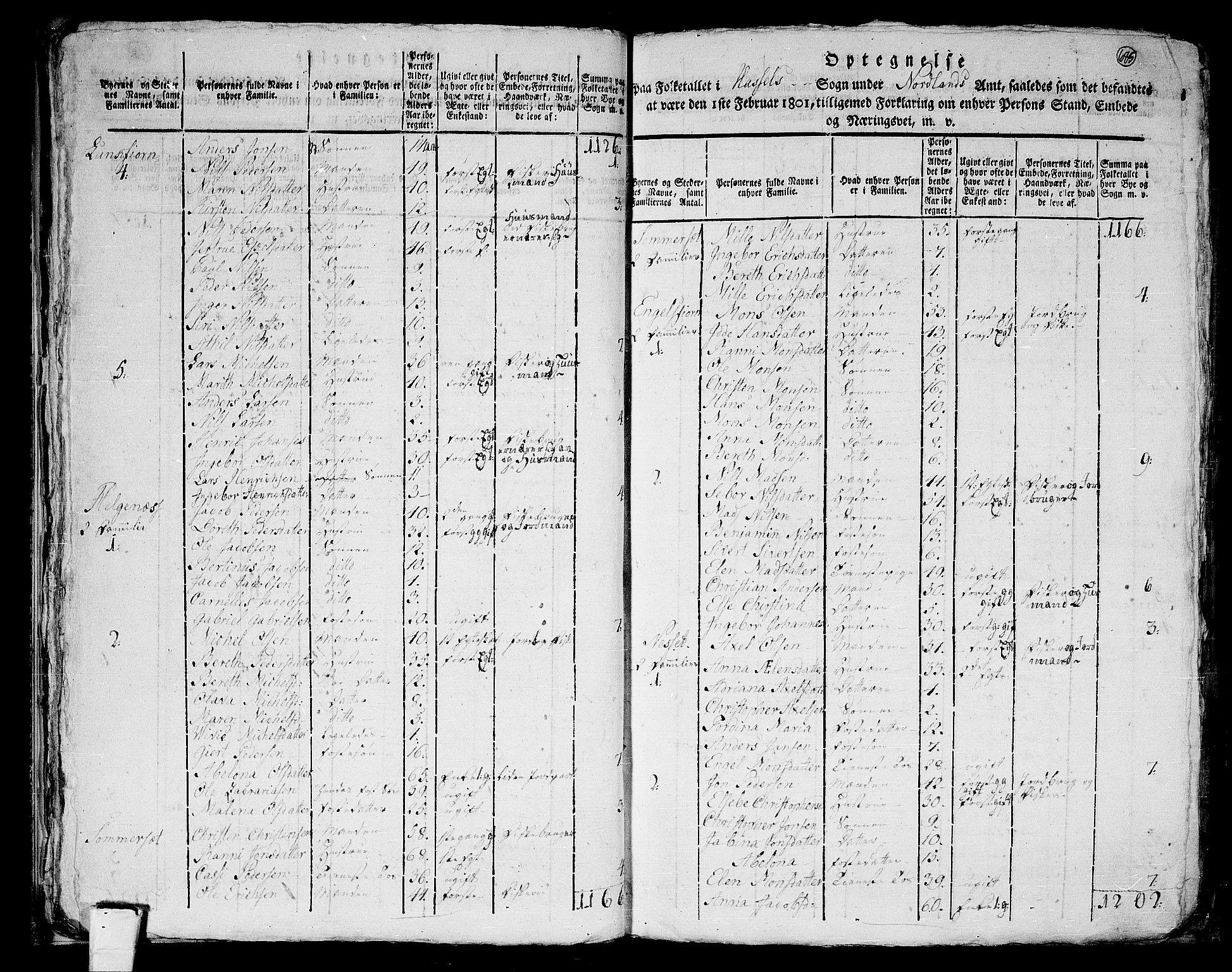 RA, 1801 census for 1866P Hadsel, 1801, p. 684b-685a
