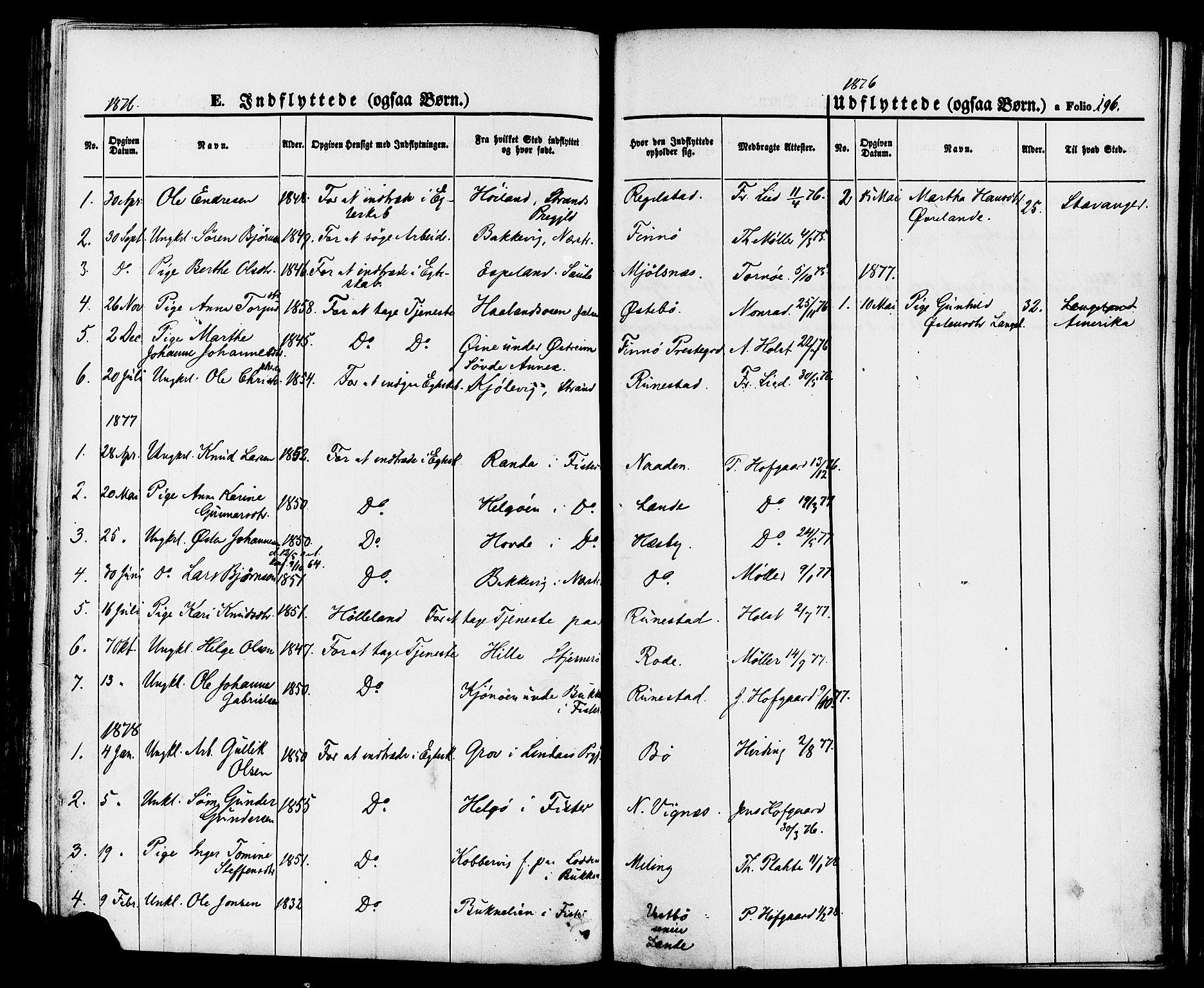 Finnøy sokneprestkontor, SAST/A-101825/H/Ha/Haa/L0008: Parish register (official) no. A 8, 1863-1878, p. 196