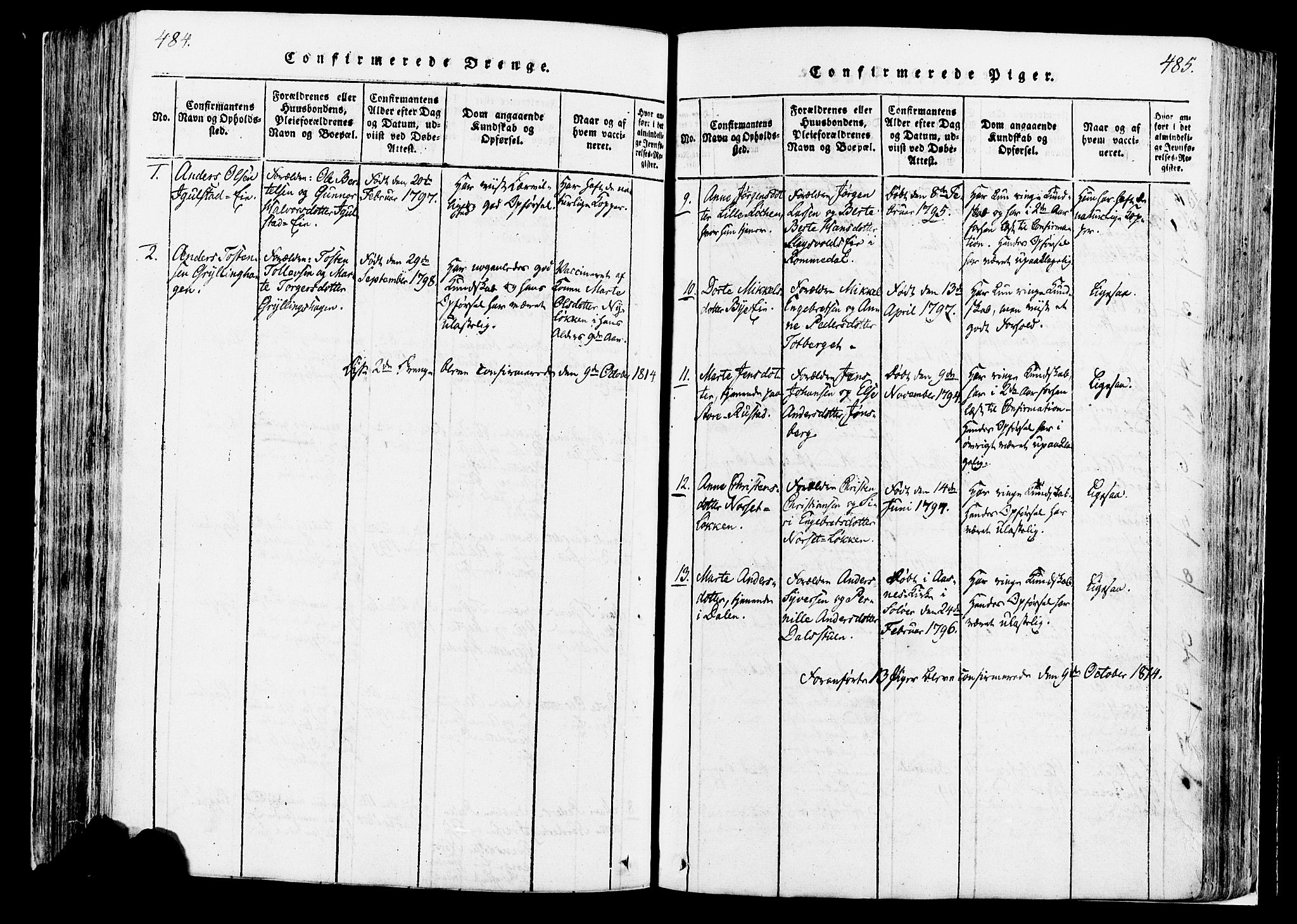 Løten prestekontor, SAH/PREST-022/K/Ka/L0005: Parish register (official) no. 5, 1814-1832, p. 484-485