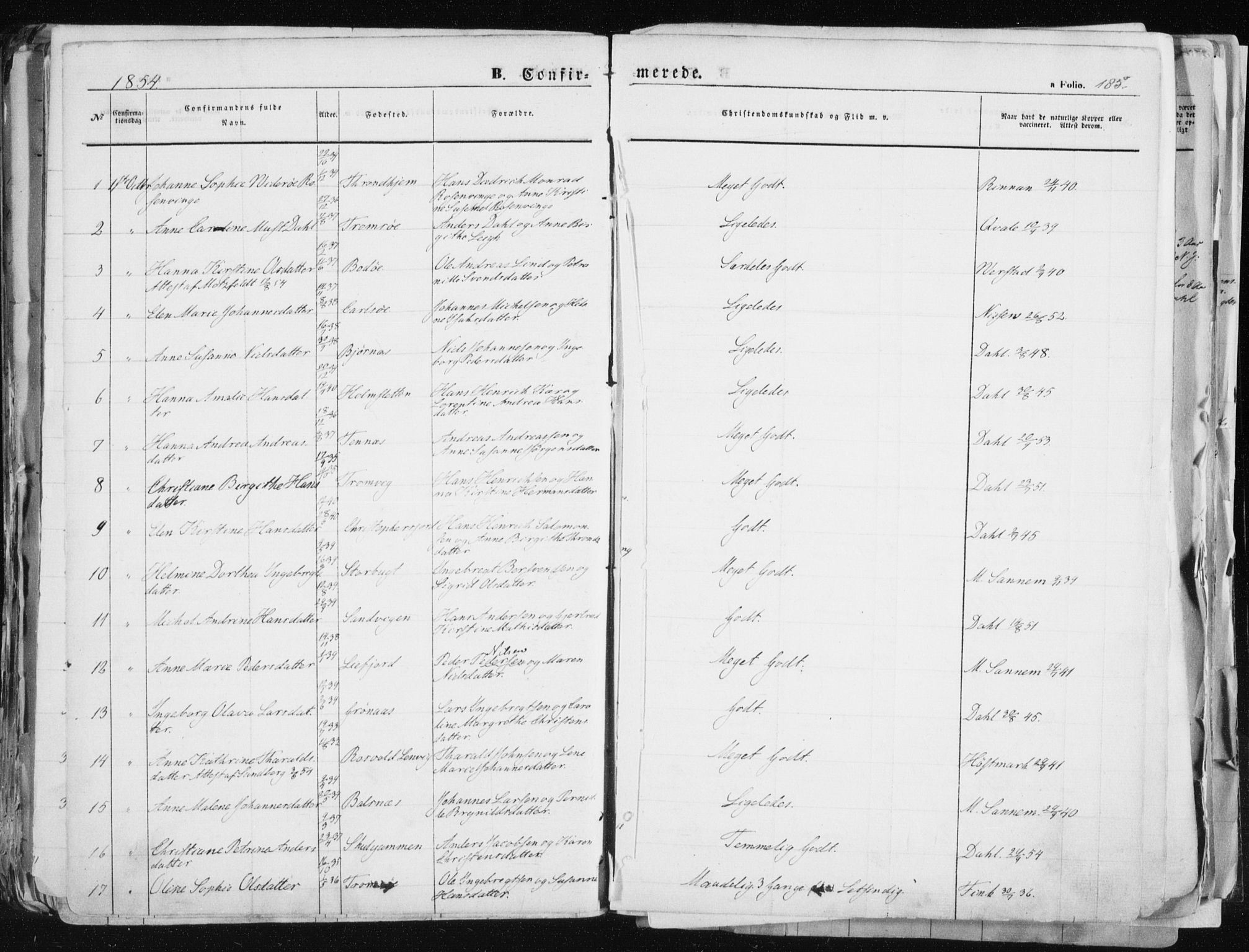 Tromsø sokneprestkontor/stiftsprosti/domprosti, SATØ/S-1343/G/Ga/L0010kirke: Parish register (official) no. 10, 1848-1855, p. 185
