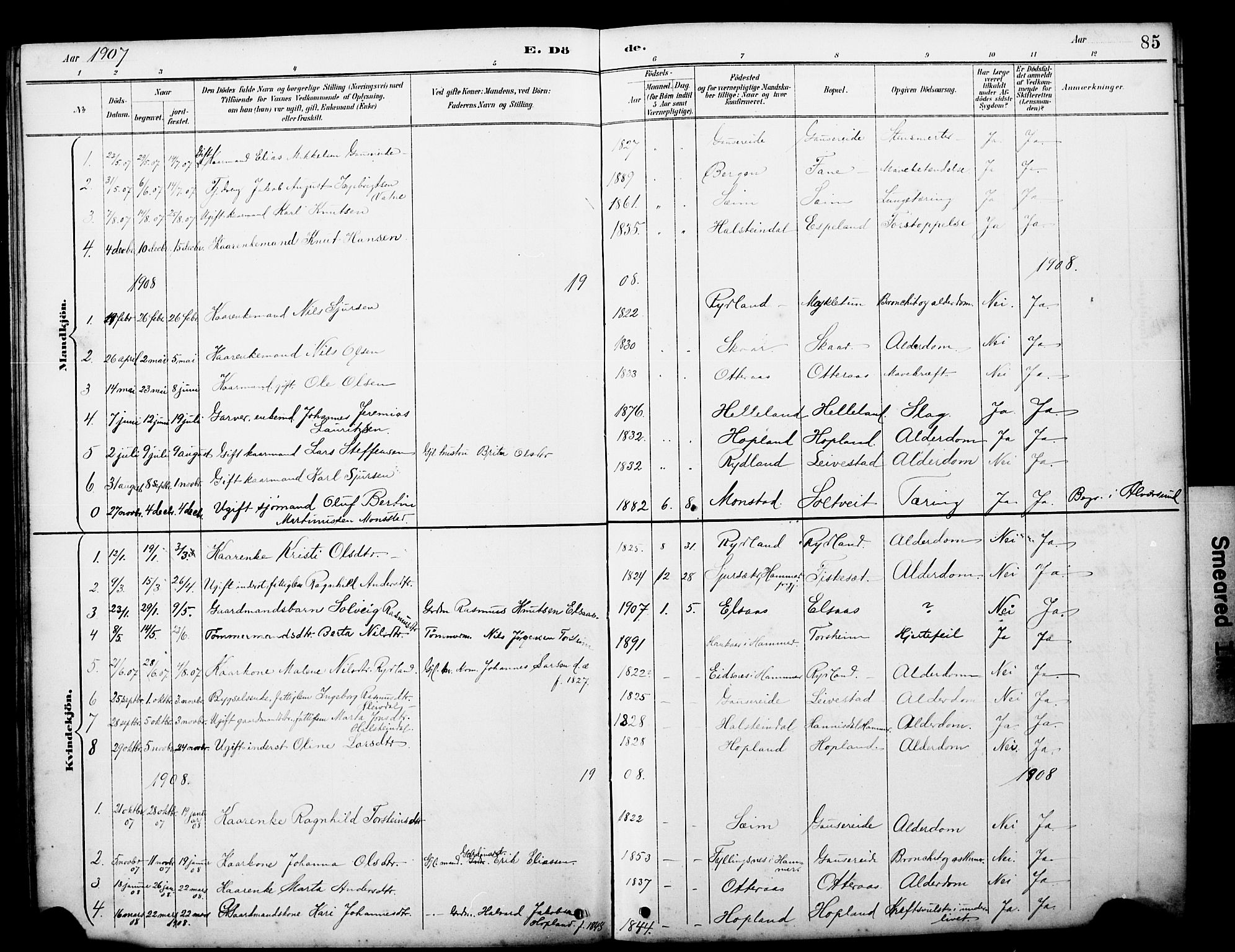 Alversund Sokneprestembete, SAB/A-73901/H/Ha/Hab: Parish register (copy) no. D 3, 1890-1908, p. 85